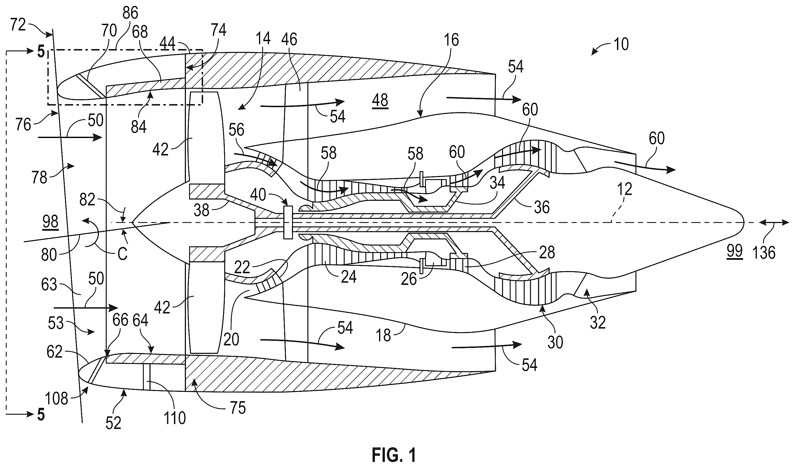 Patent US12590559 — Nacelle inlet duct for a ducted fan engine — Figure 1