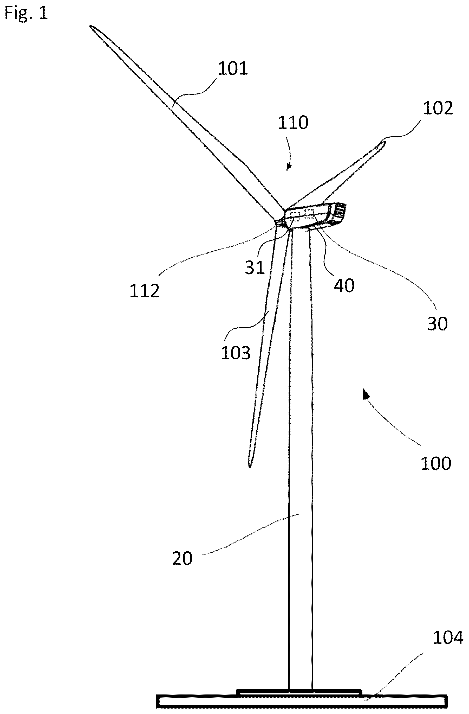 Patent US12590571 — Bearing for a wind turbine, method for monitoring an anomaly in a bearing of a wind turbine, system for monitoring an anomaly in a bearing of a wind turbine and wind turbine — Figure 1