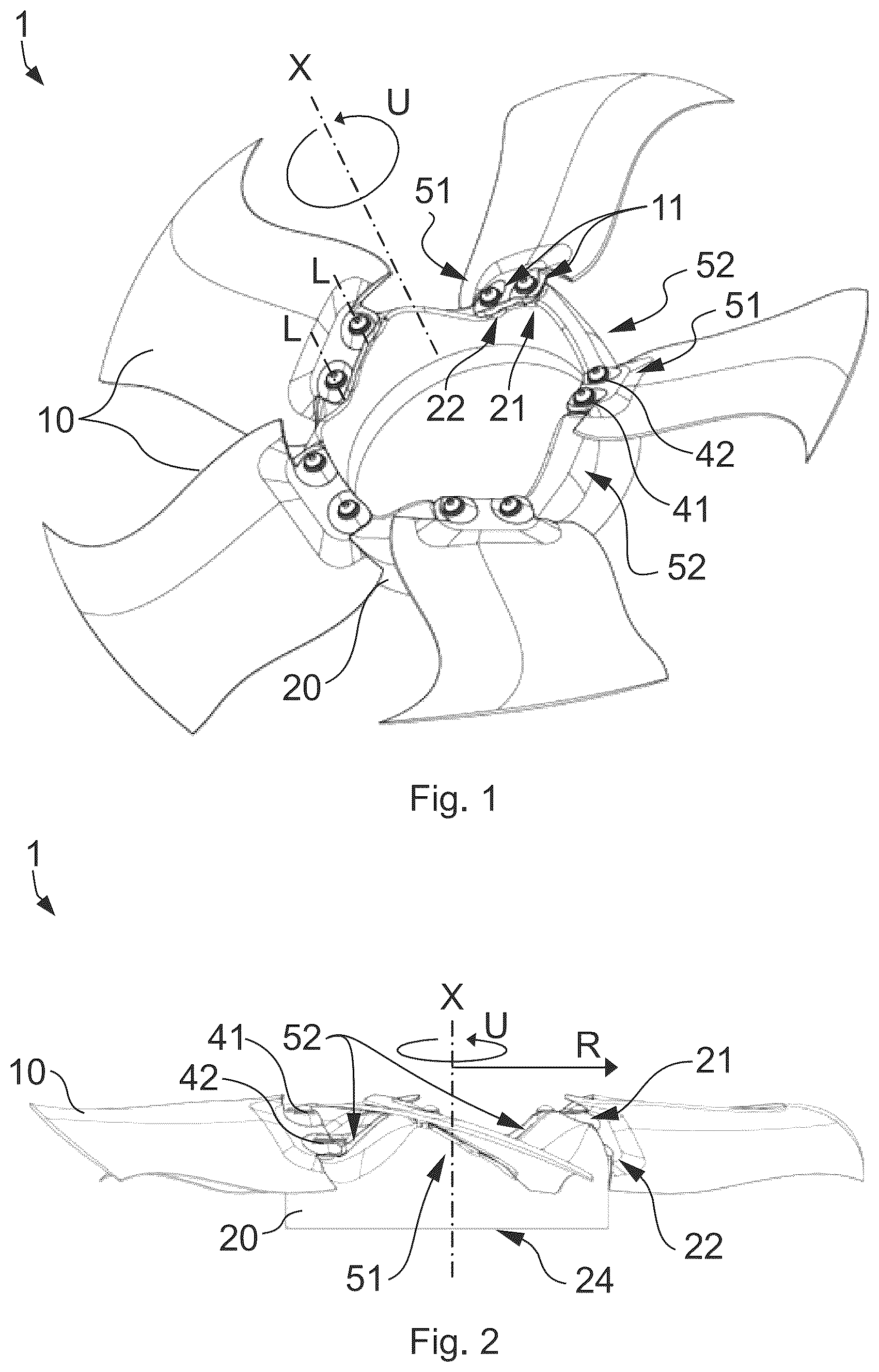 Patent US12590591 — Multipart fan wheel with a fan wheel hub and a plurality of fan wheel blades formed separately therefrom — Figure 1