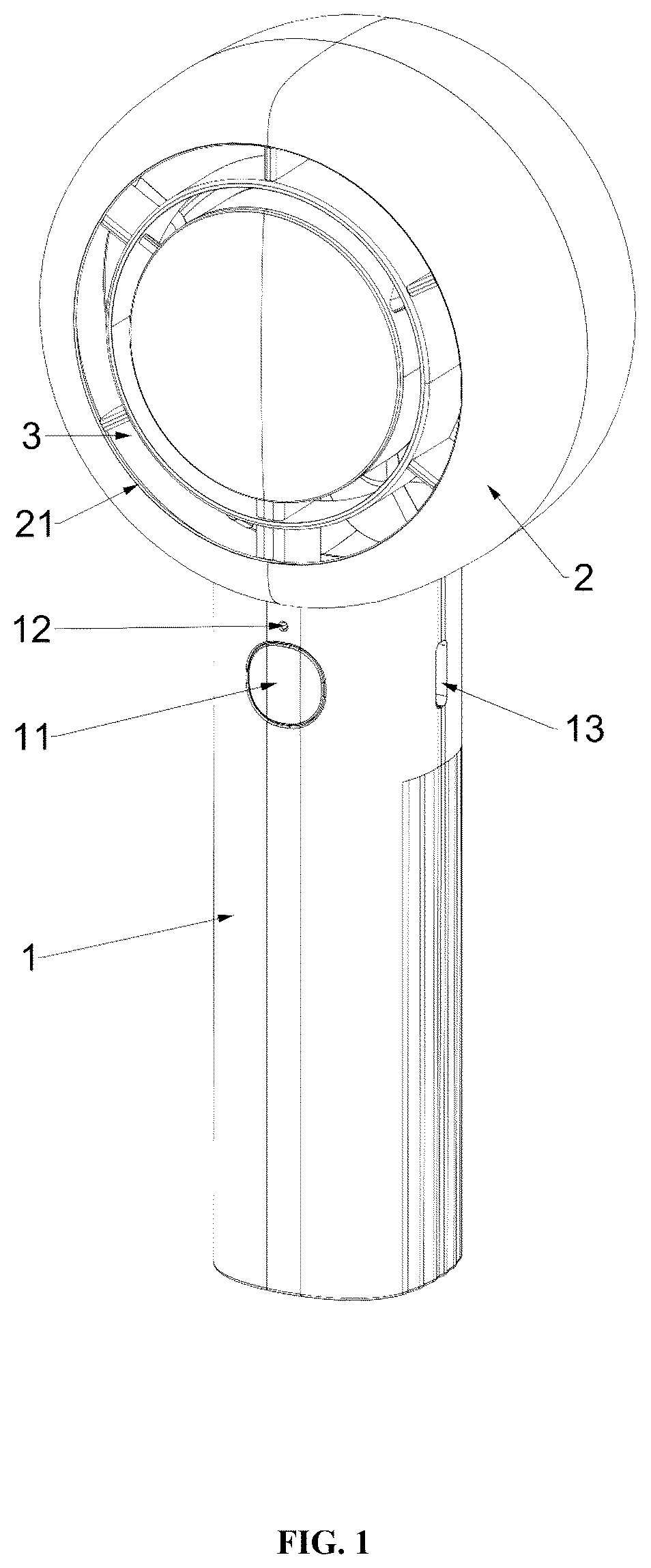 Patent US12590592 — Air guide frame, fan head, and handheld concentrating fan — Figure 1