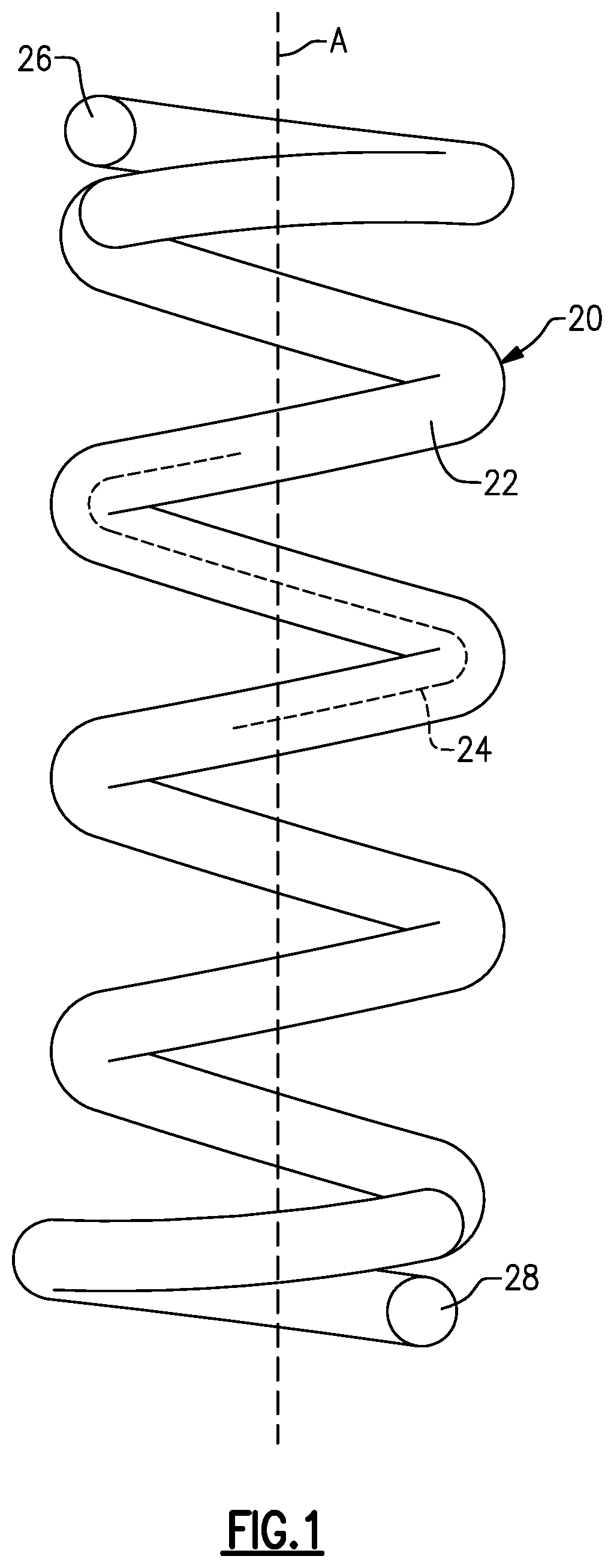 Patent US12590616 — Composite coil spring with carbon and glass fiber layers — Figure 1