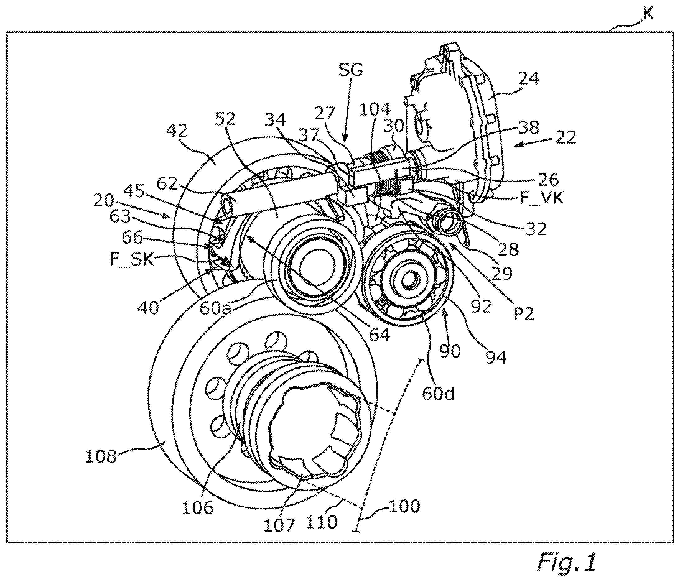 Patent US12590633 — Motor vehicle having a coupling mechanism and a parking lock device — Figure 1