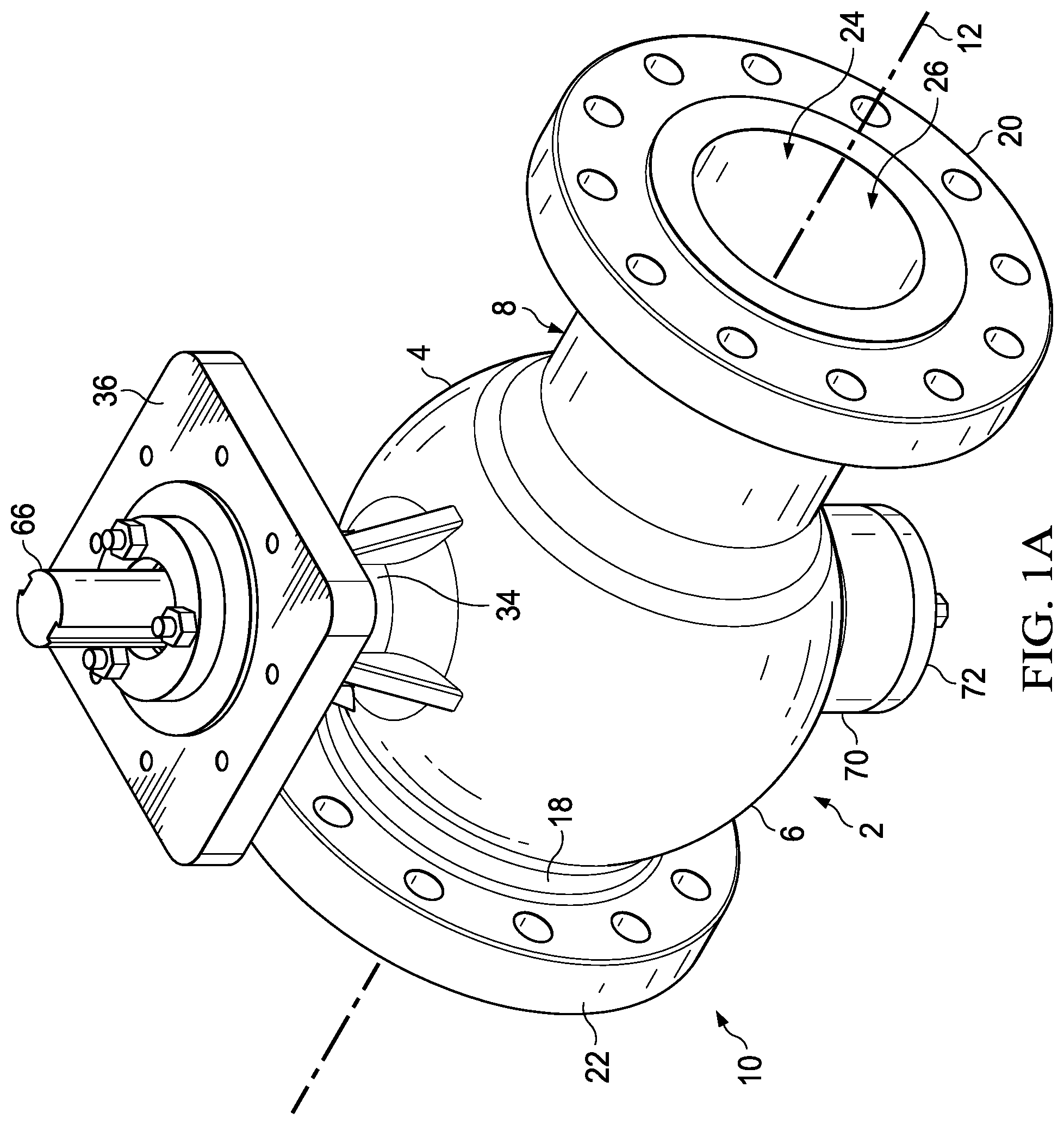 Patent US12590639 Figure 1 – Valve with unobstructed flow path having increased flow coefficient
