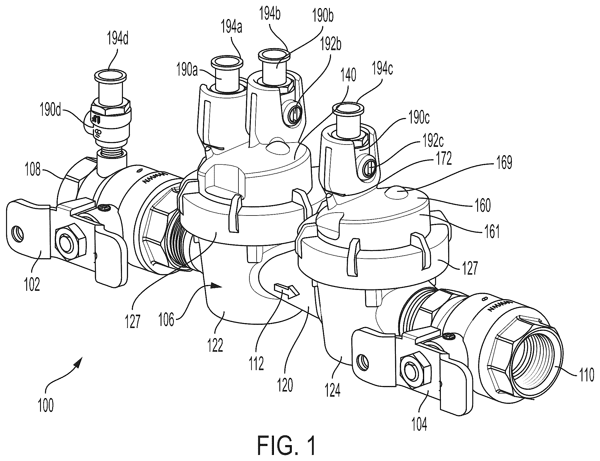 Patent US12590641 — Check cover assemblies for backflow prevention assemblies with integrated test cock protection shroud — Figure 1