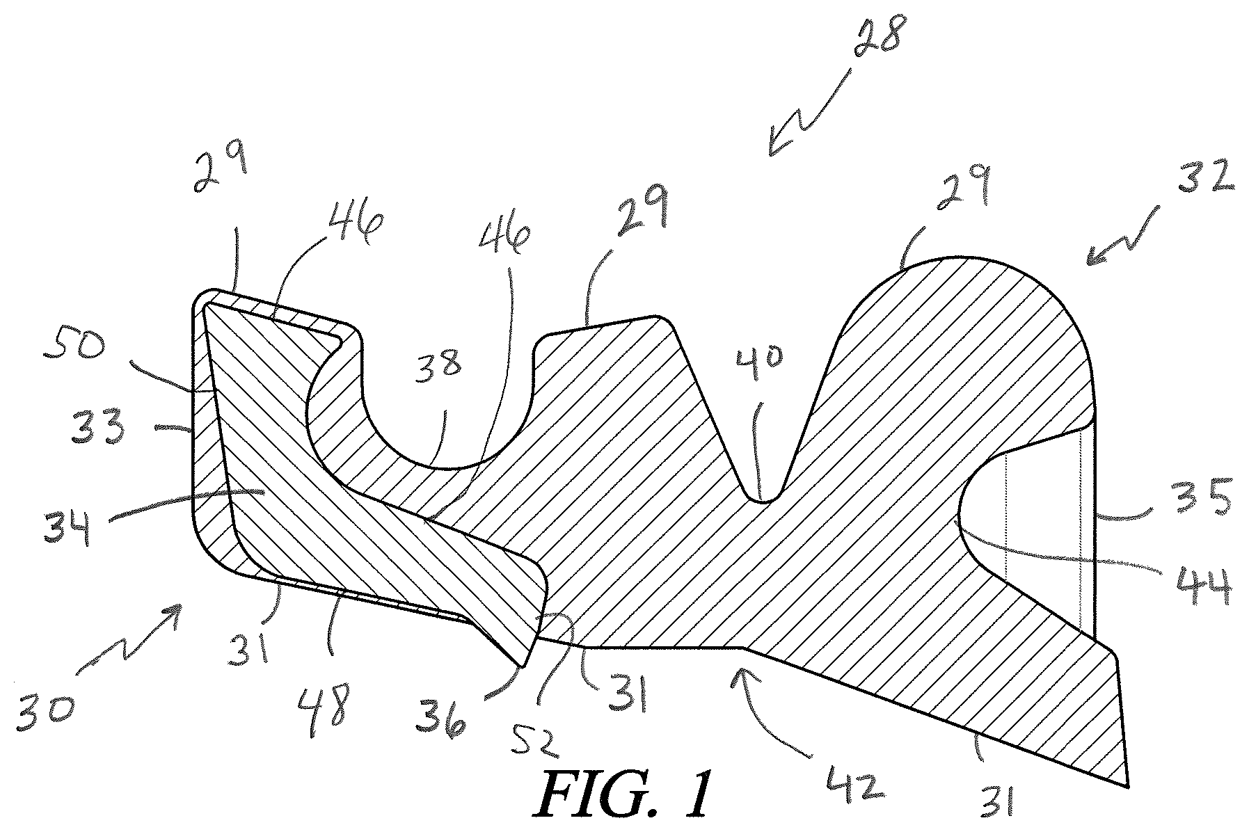 Patent US12590660 Figure 1 – Reduced assembly force restraining gasket
