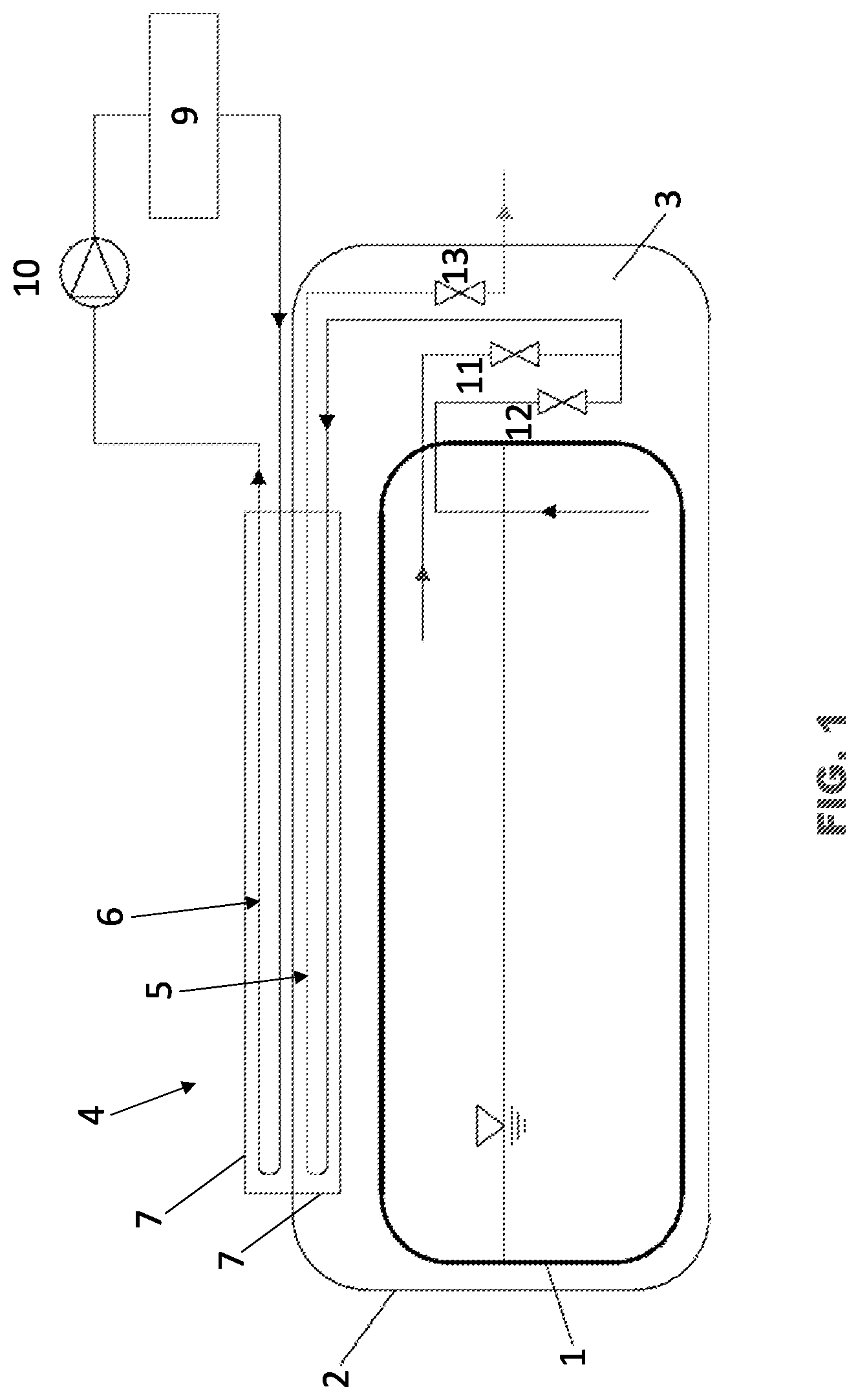 Patent US12590675 — Cryogenic tank device with heat exchanger — Figure 1