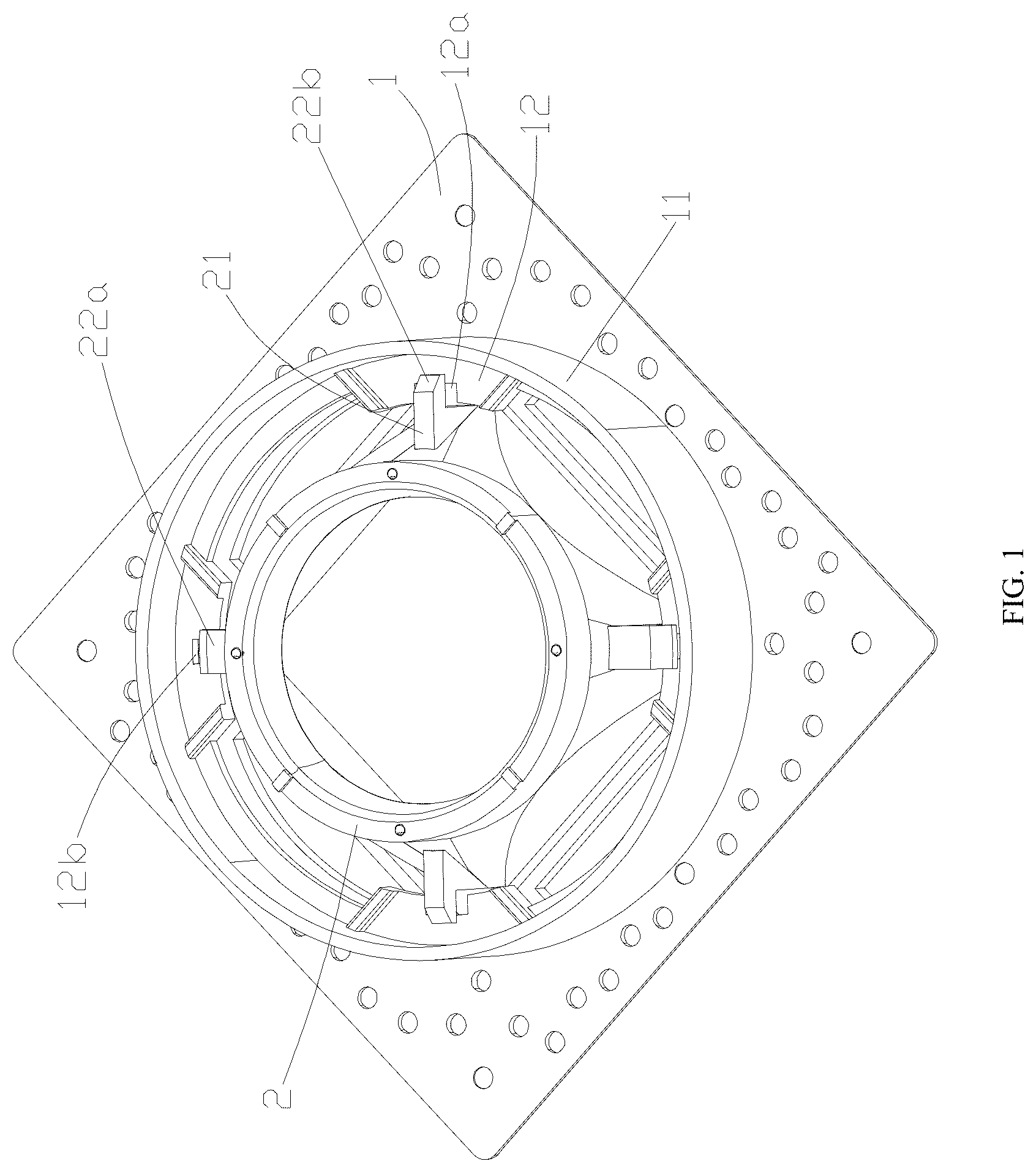 Patent US12590692 Figure 1 – Clamp slot structure for rotatable spotlight