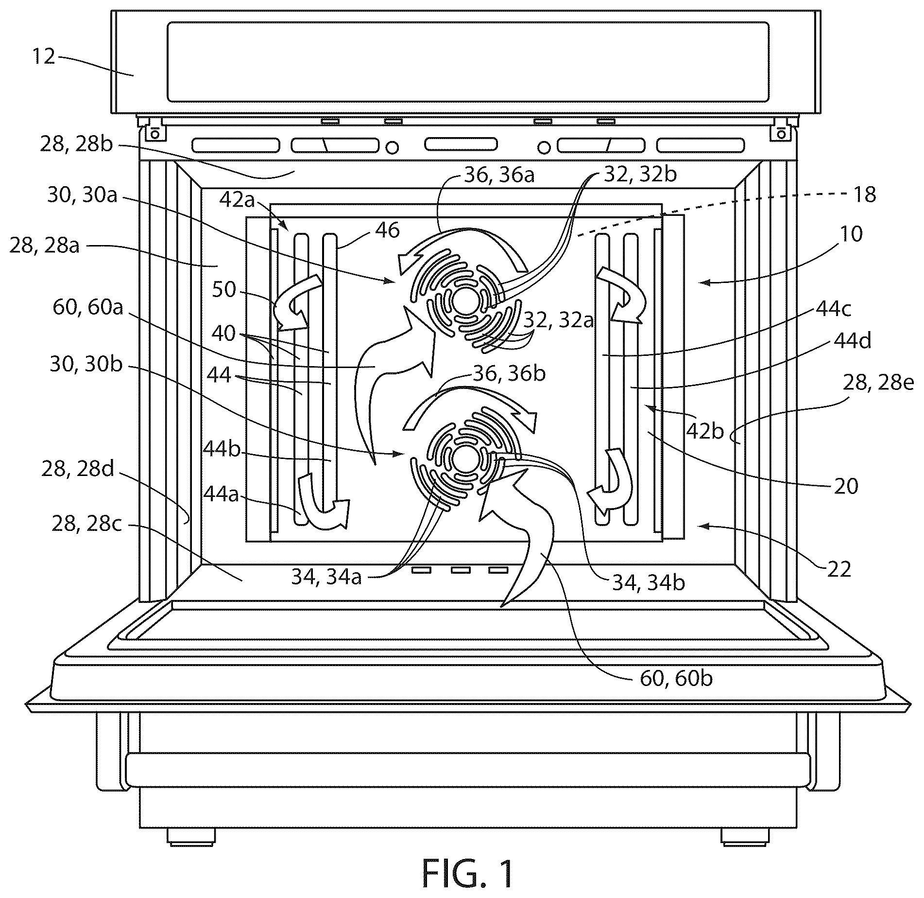 Patent US12590707 Figure 1 – System and method for improved convection airflow in a cooking appliance
