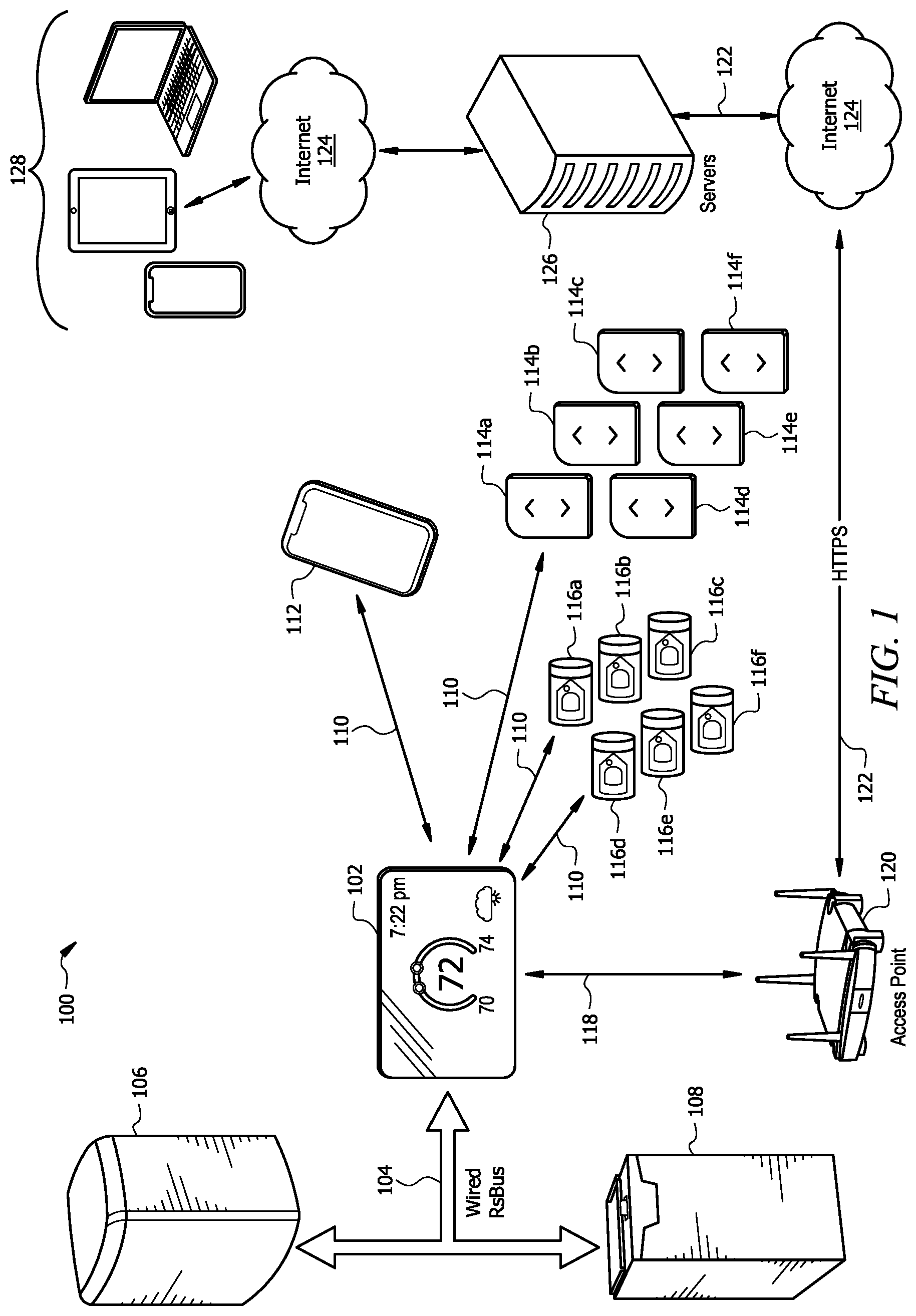 Patent US12590723 — HVAC system with wireless damper and zoning control — Figure 1