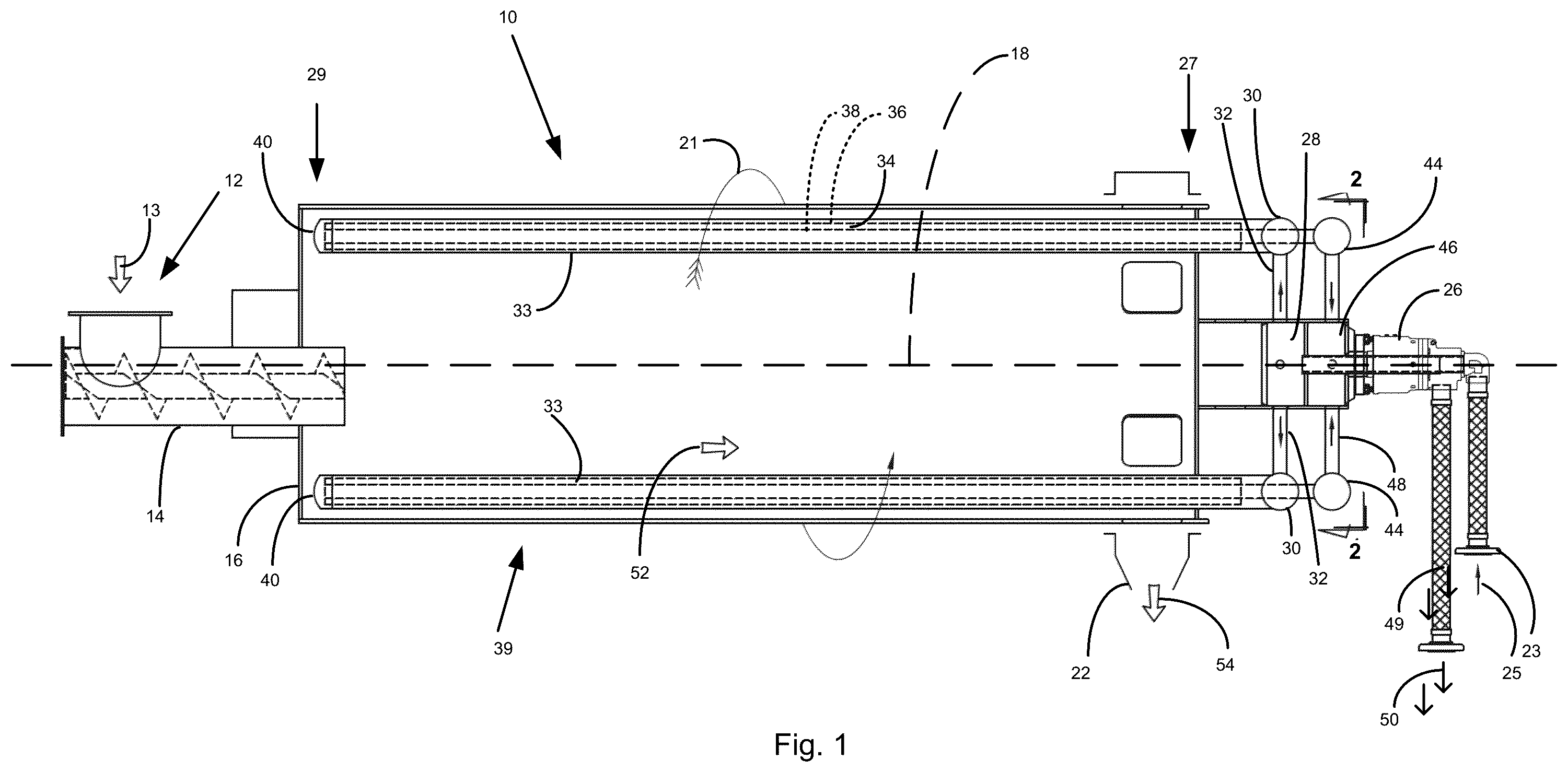 Patent US12590767 — Counterflow rotary cooler — Figure 1