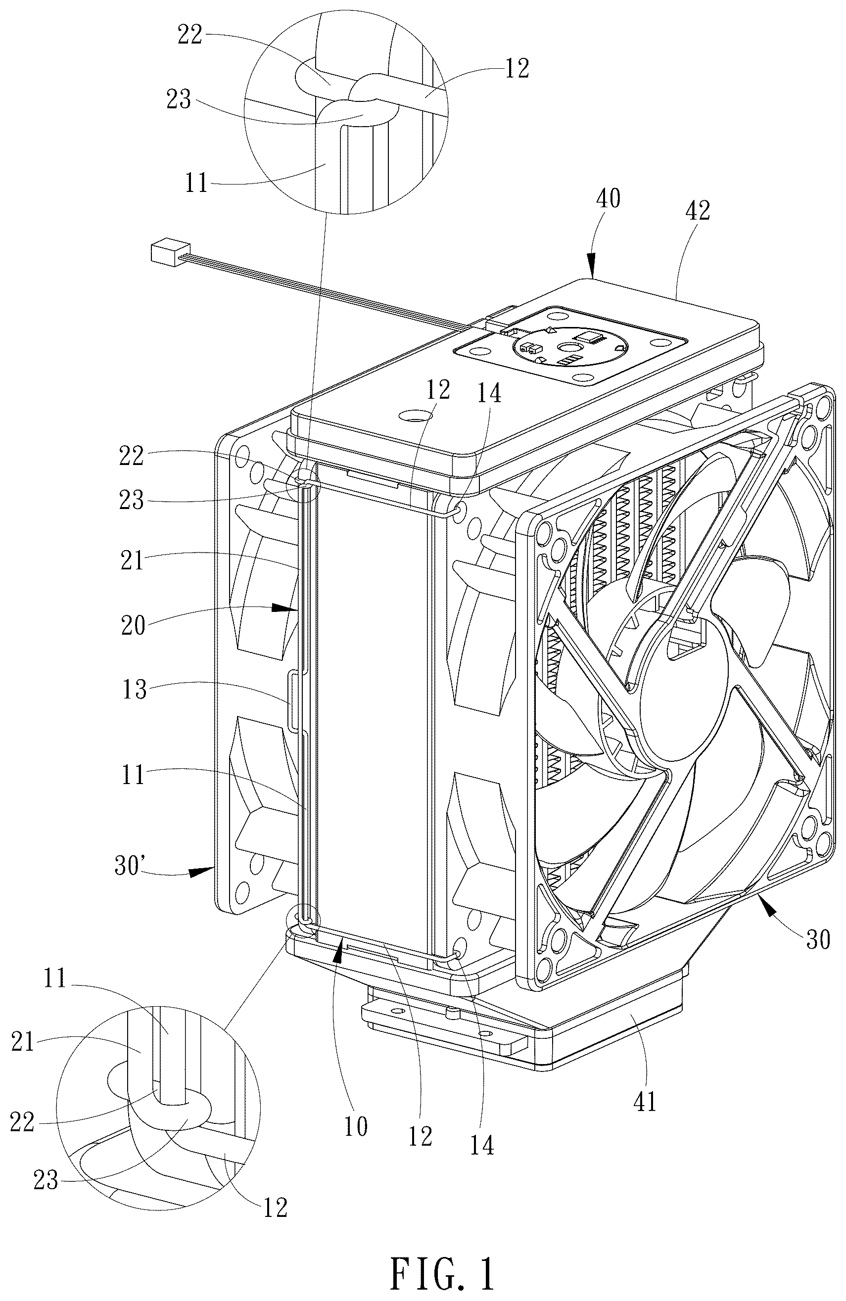 Patent US12590768 — Radiator fan fixing buckle device and its assembly structure — Figure 1