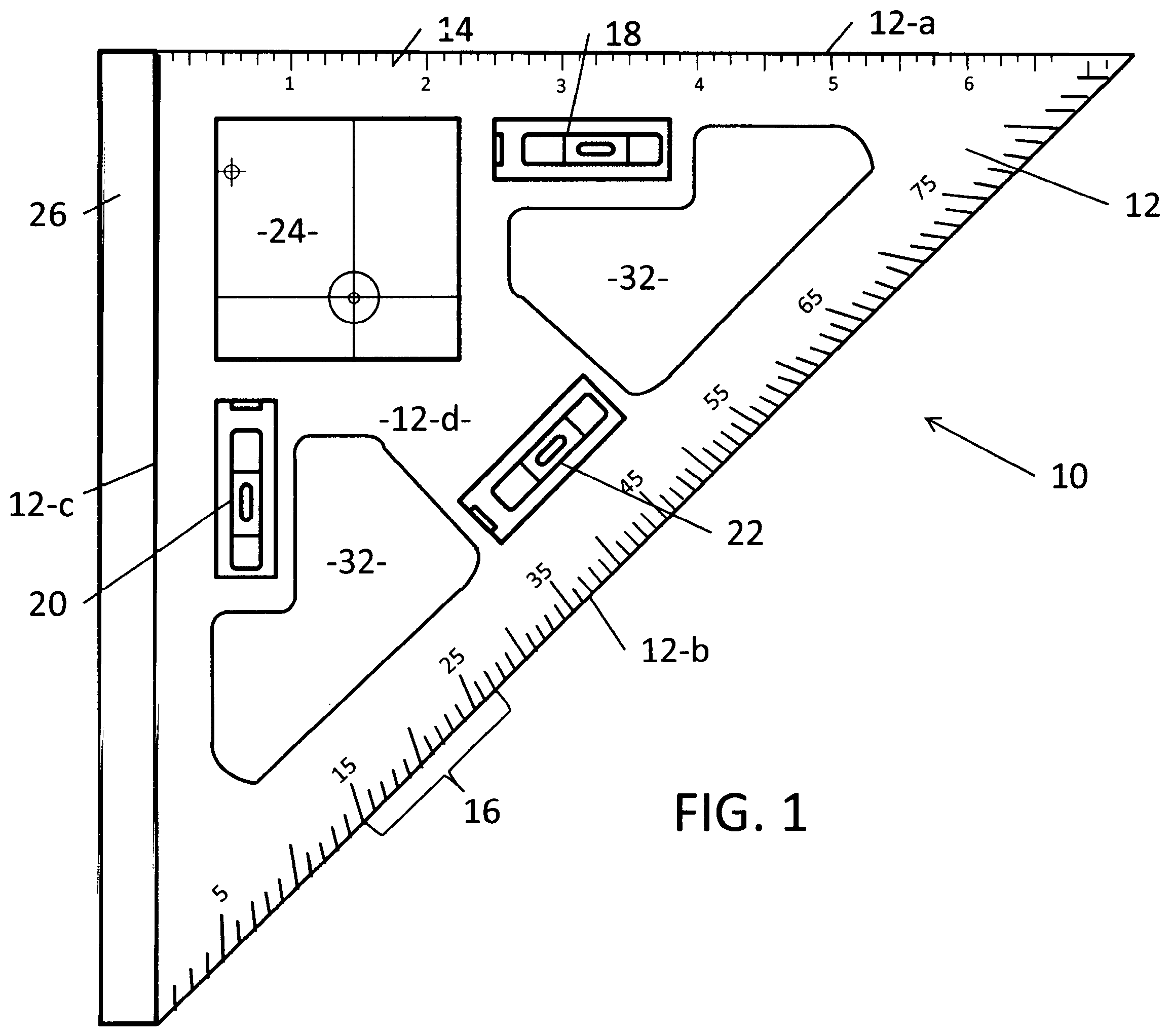 Patent US12590790 — Multifunctional speed square — Figure 1