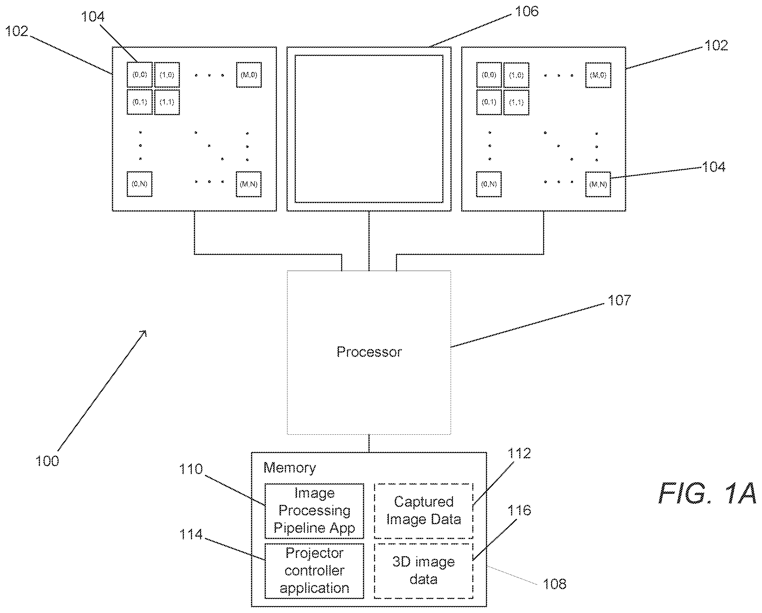Patent US12590799 — Systems and methods for estimating depth from projected texture using camera arrays — Figure 1