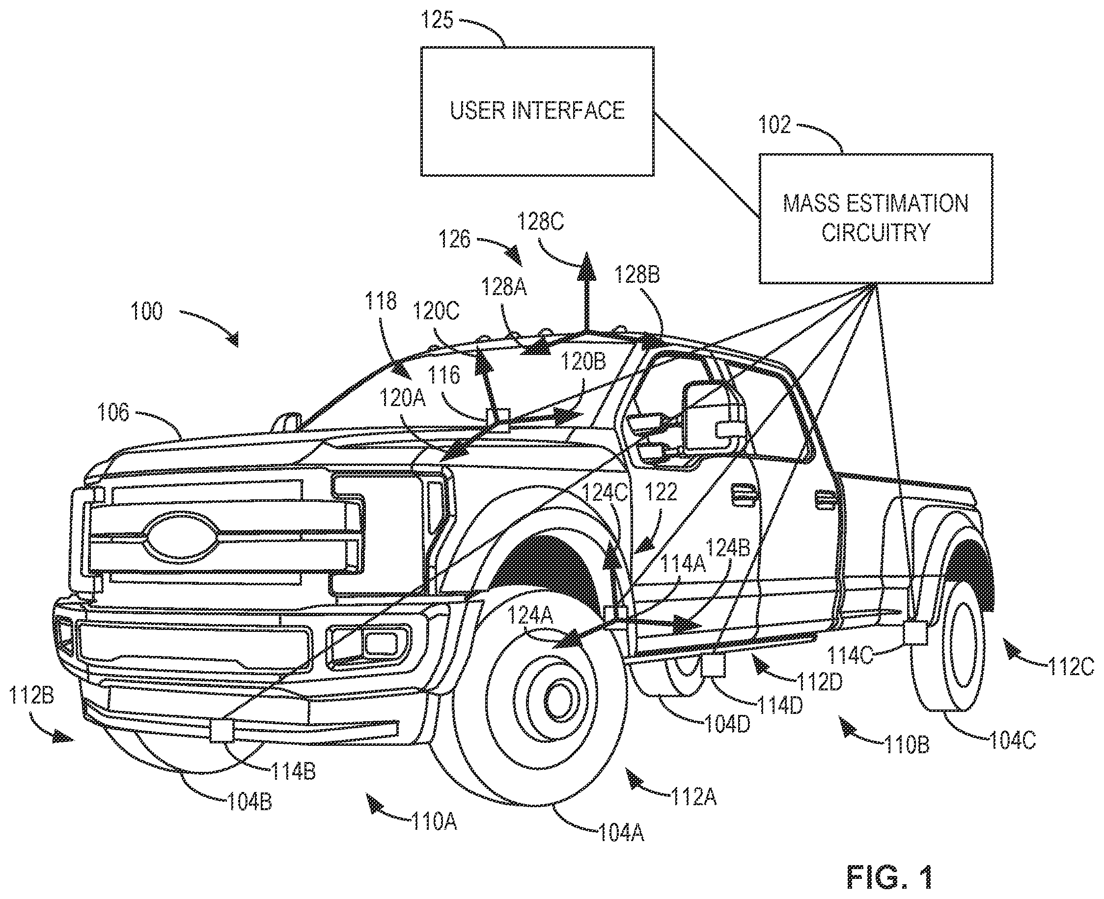 Patent US12590828 — Methods and apparatus for mass estimation for a vehicle — Figure 1