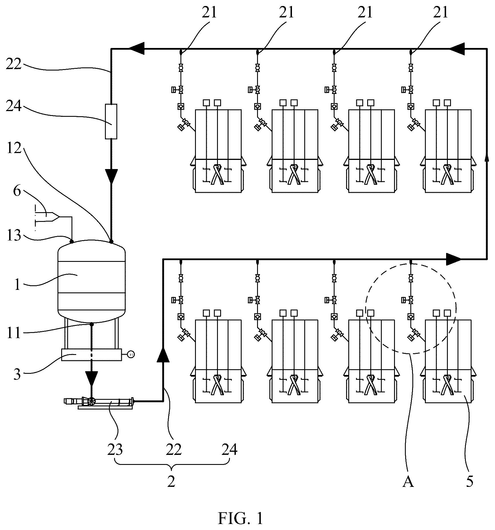 Patent US12590829 — Substance feeding device, mixing system, and battery production line — Figure 1