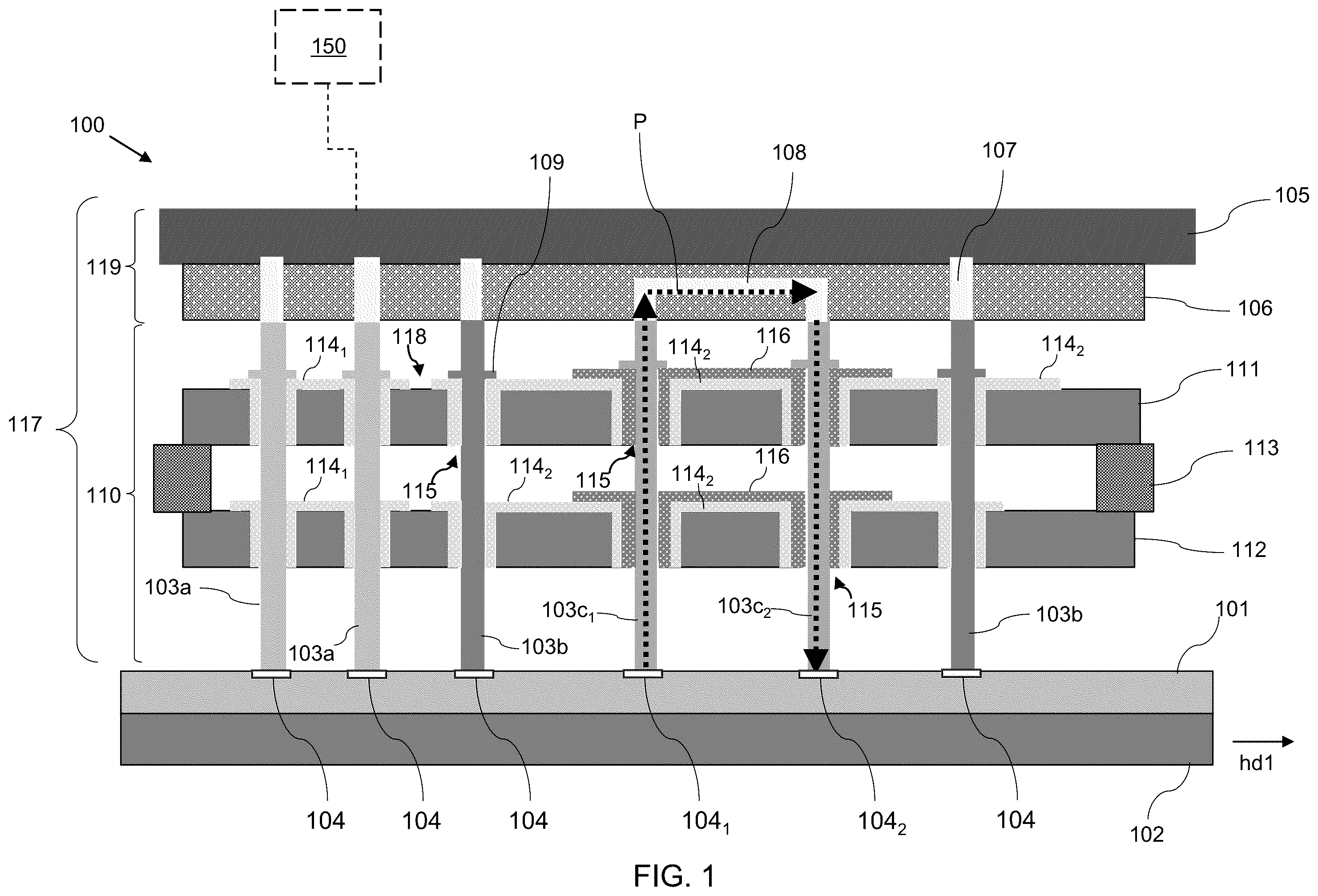 Patent US12590992 — Probe head structures for circuit probe test systems and methods of forming the same — Figure 1