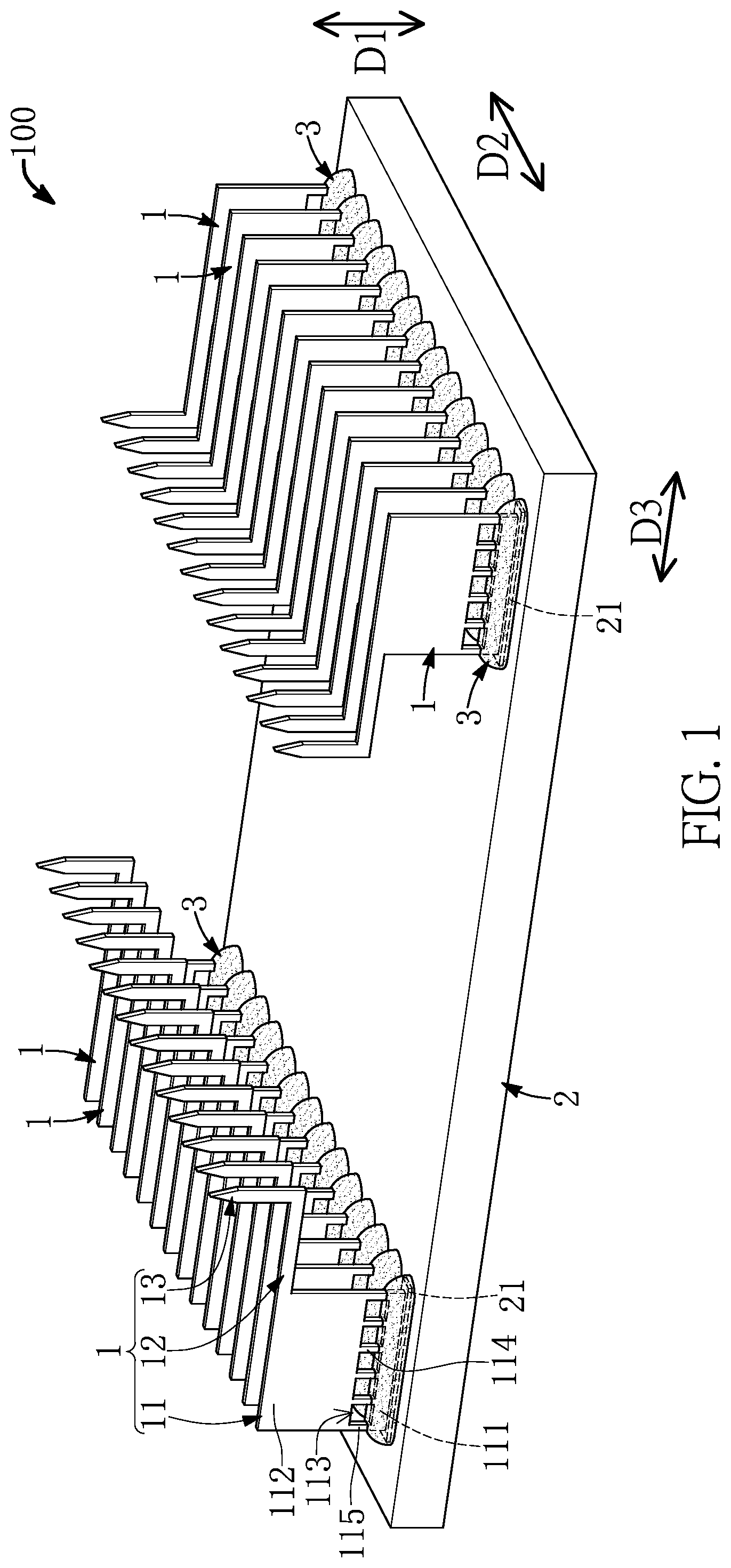 Patent US12590994 Figure 1 – Cantilever probe card device and solder receiving probe