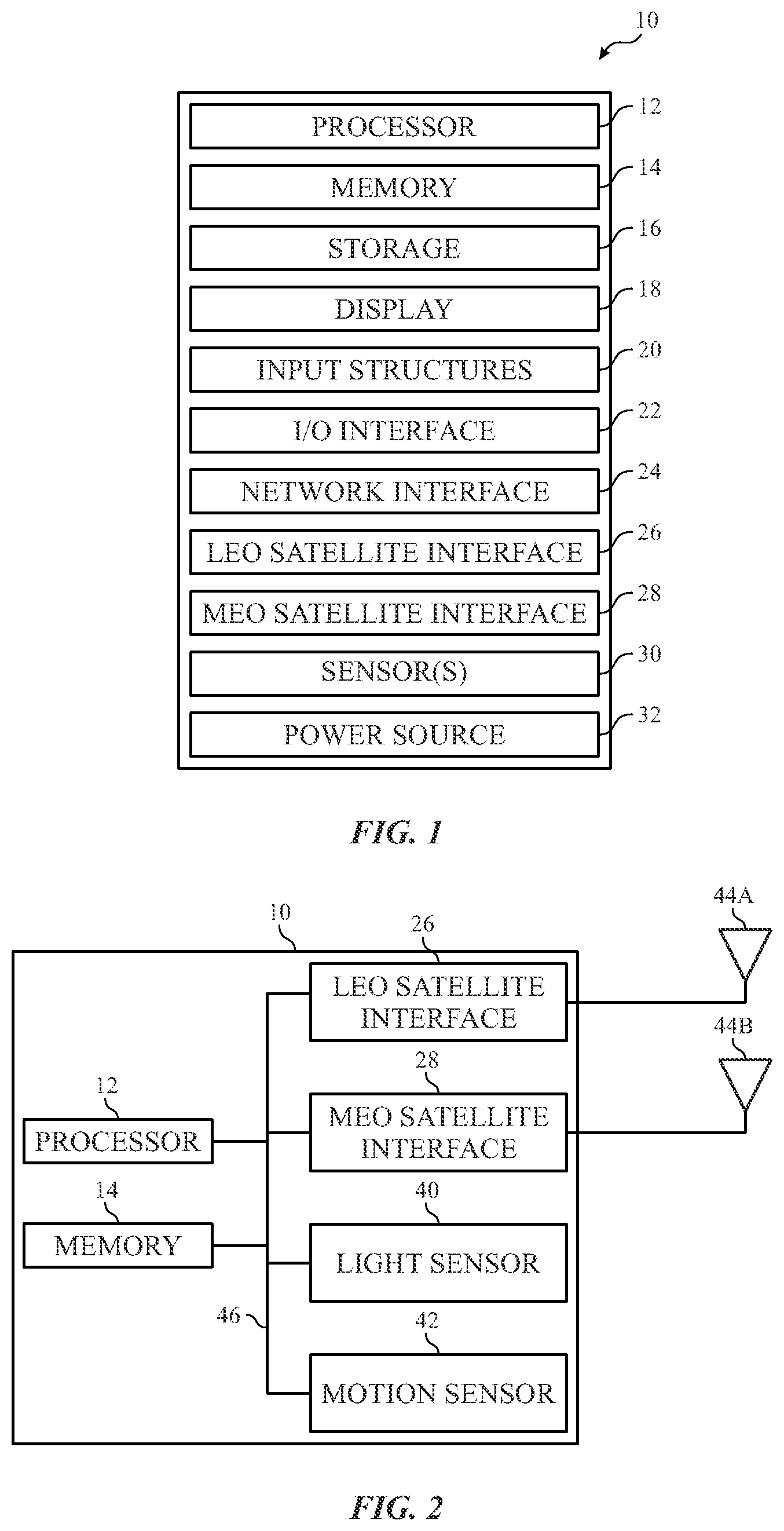 Patent US12591068 — LEO satellite connection assistance using MEO satellite signal data — Figure 1