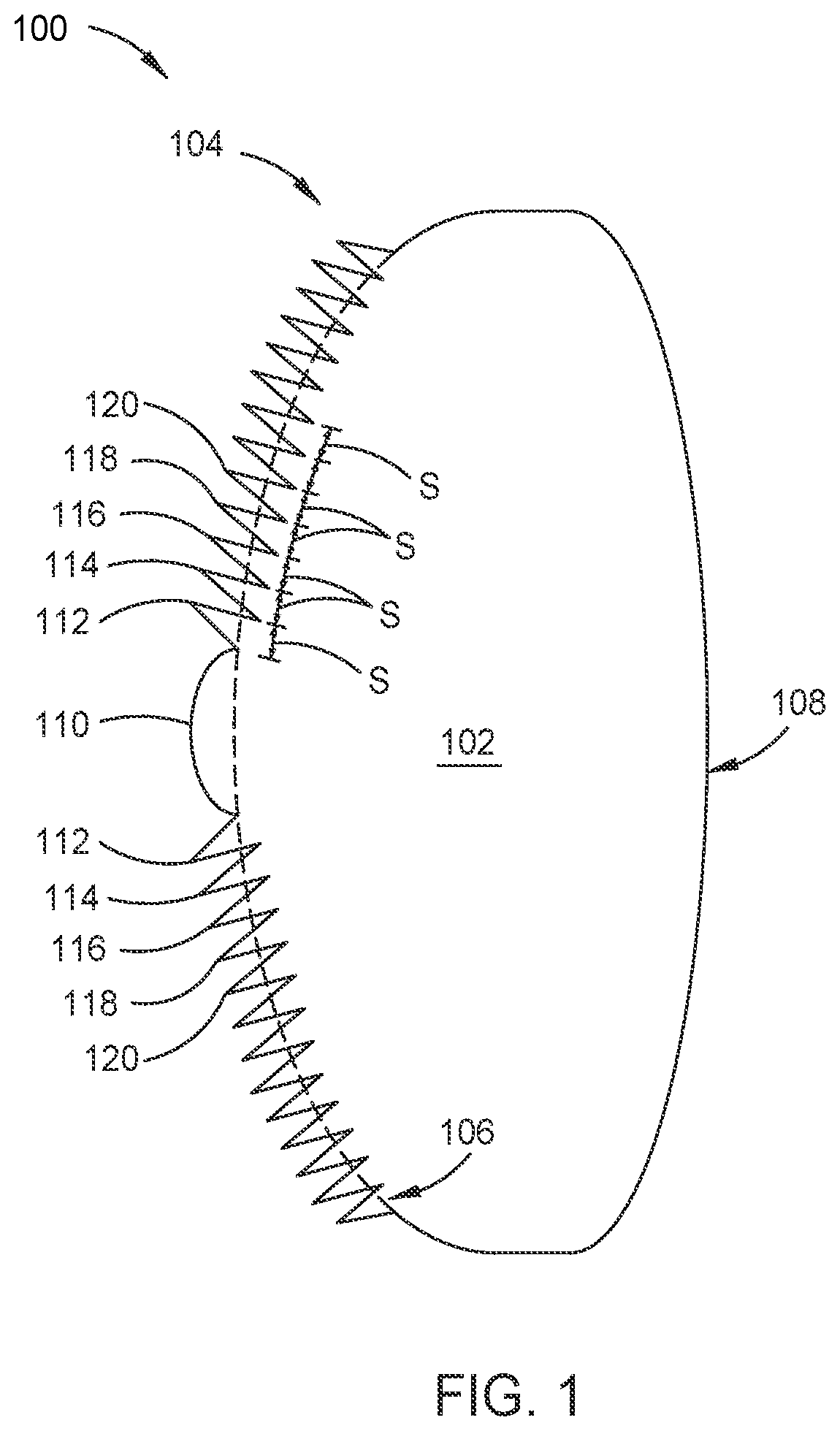 Patent US12591149 — Multifocal diffractive ophthalmic lenses with evenly spaced echelettes — Figure 1
