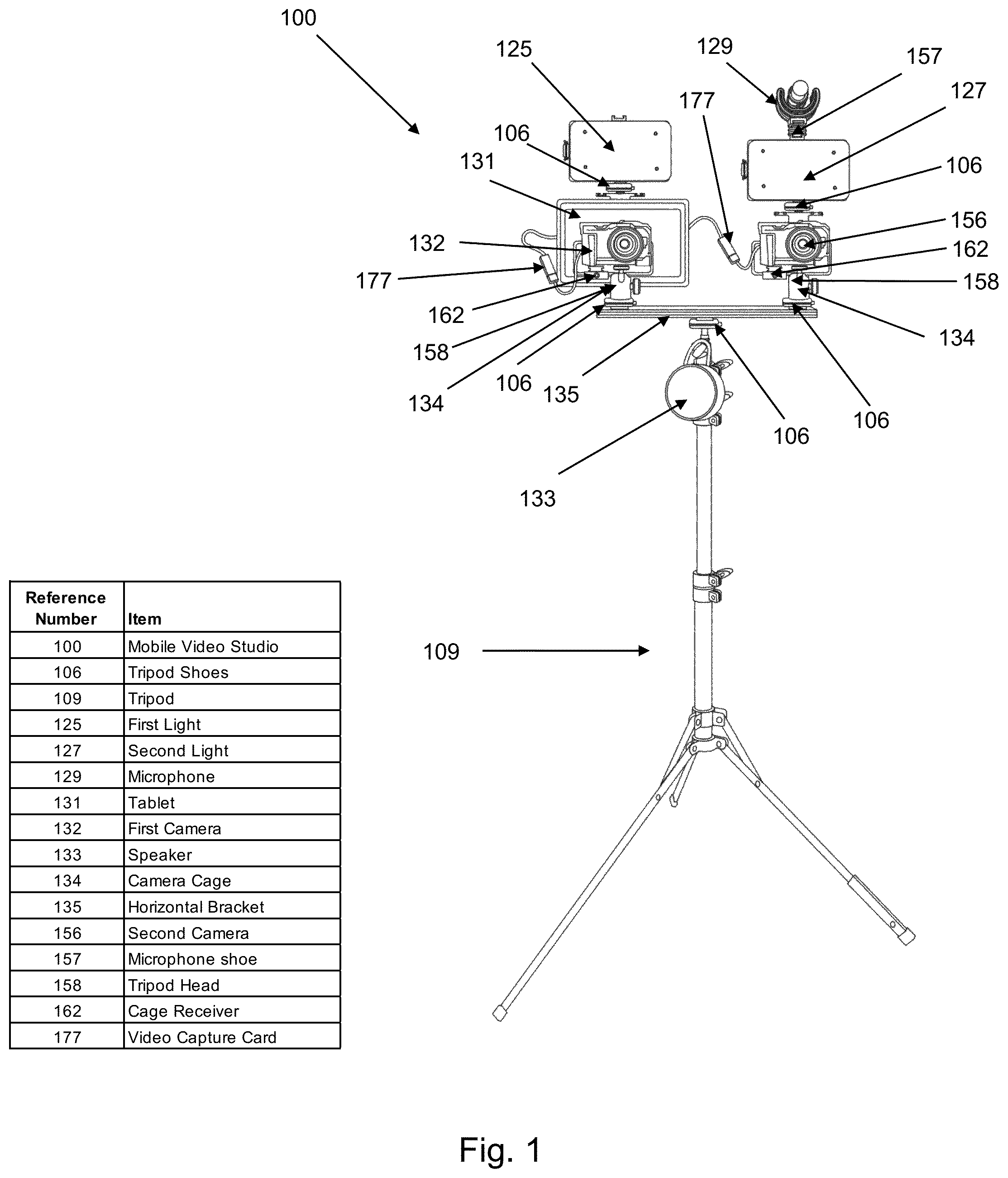 Patent US12591169 — Remotely controllable mobile video studio with integrated teleprompter, camera, lighting and microphone — Figure 1