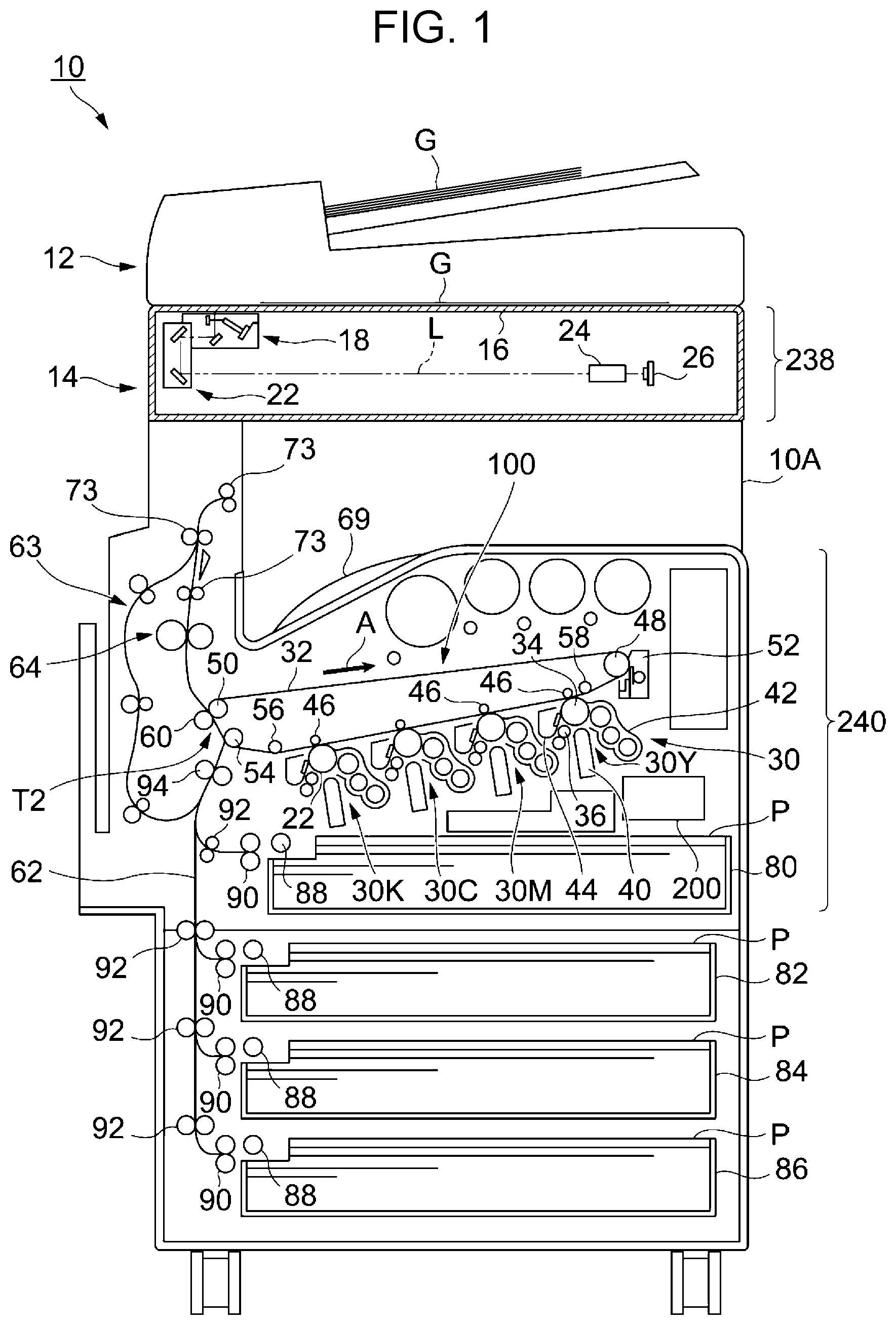 Patent US12591196 — Image forming apparatus with user operated cover for removable unit — Figure 1