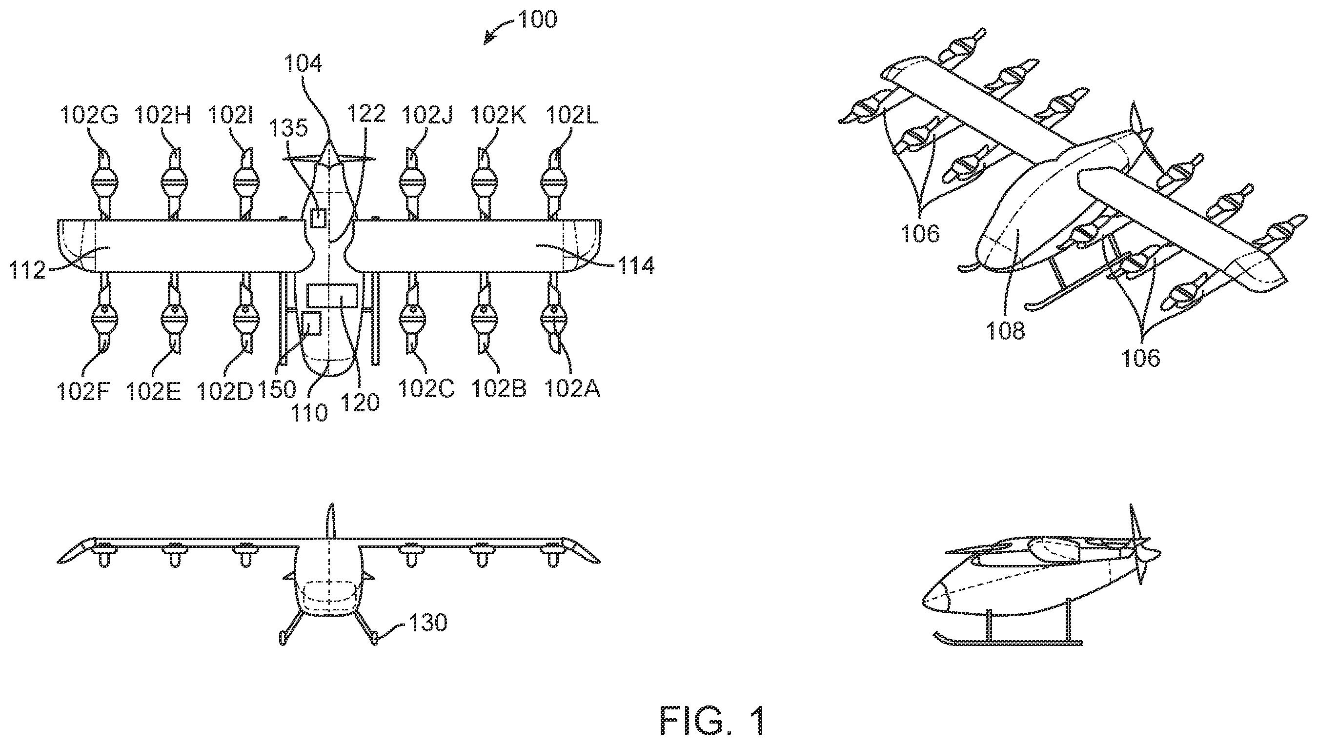 Patent US12591245 — Aircraft with pusher propeller — Figure 1