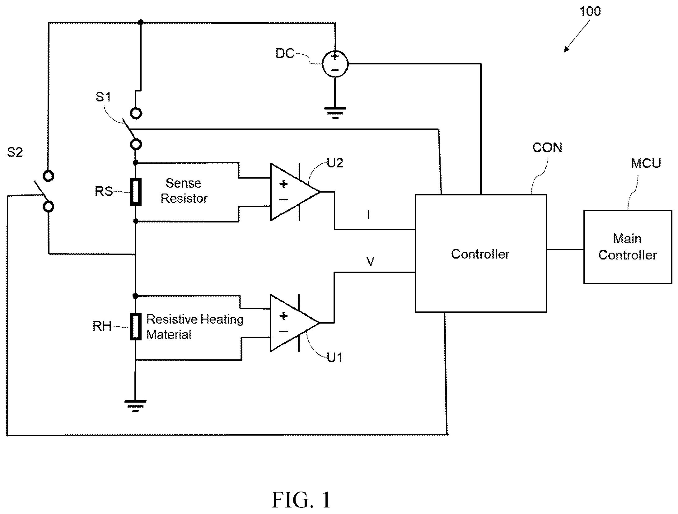 Patent US12591258 — System and method to measure temperature and generate heat using a resistive material — Figure 1