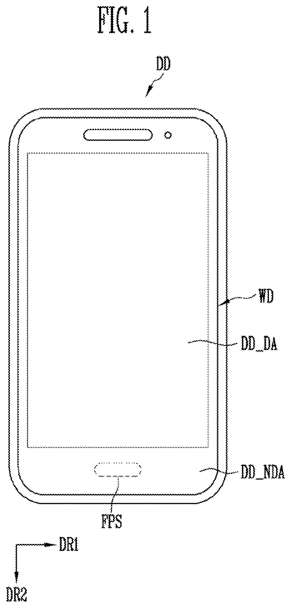 Patent US12591325 Figure 1 – Display device including a finger print sensor