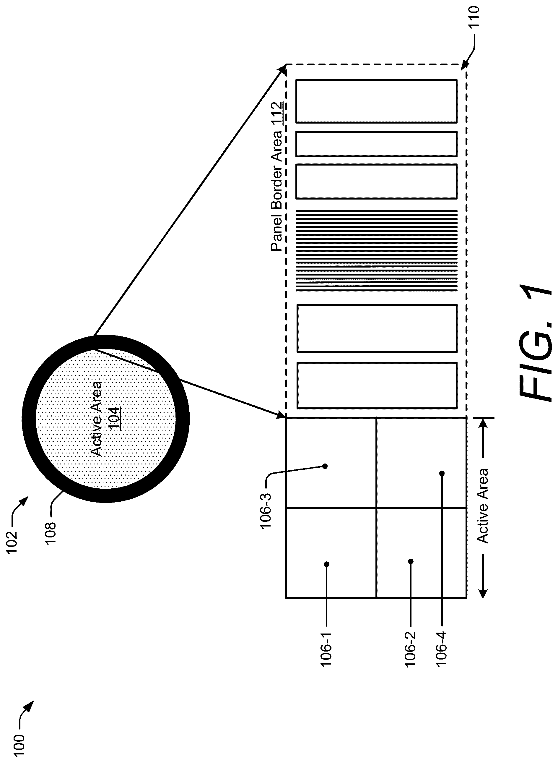 Patent US12591326 — Touch sensor integration with enlarged active area displays — Figure 1