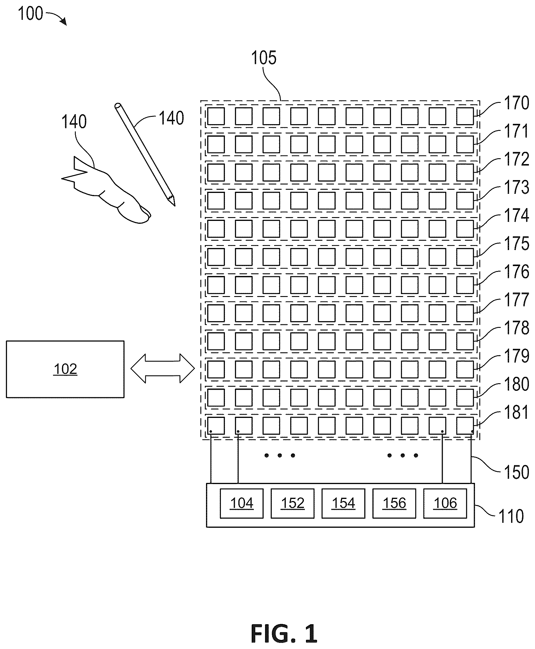 Patent US12591335 — System and method for differential parallel touch sensing — Figure 1