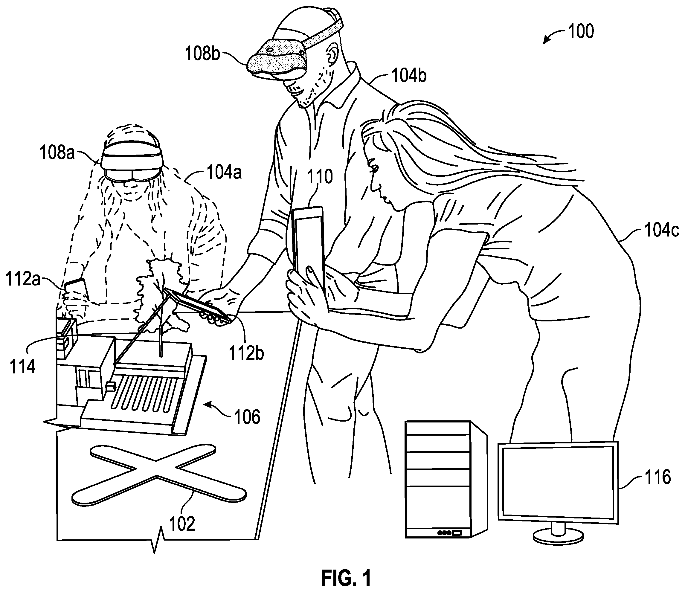 Patent US12591402 — Augmented reality collaboration system with annotation capability — Figure 1