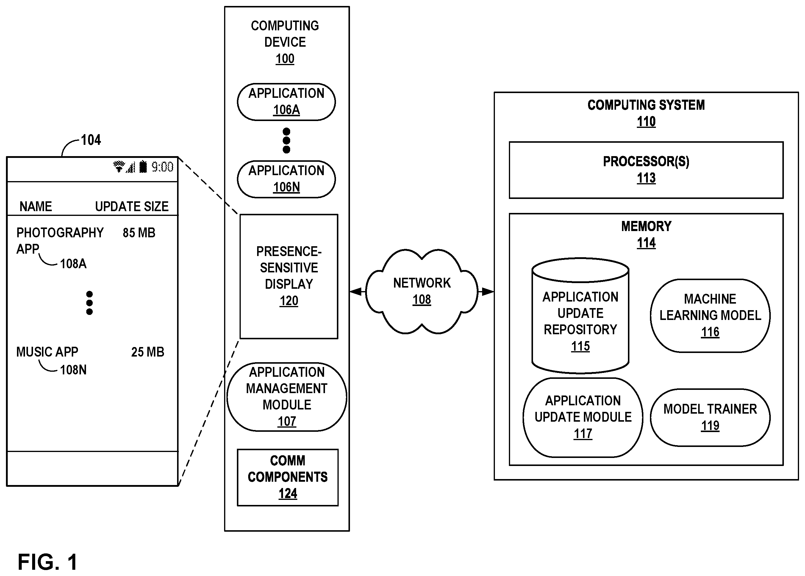 Patent US12591424 — Managing application updates — Figure 1