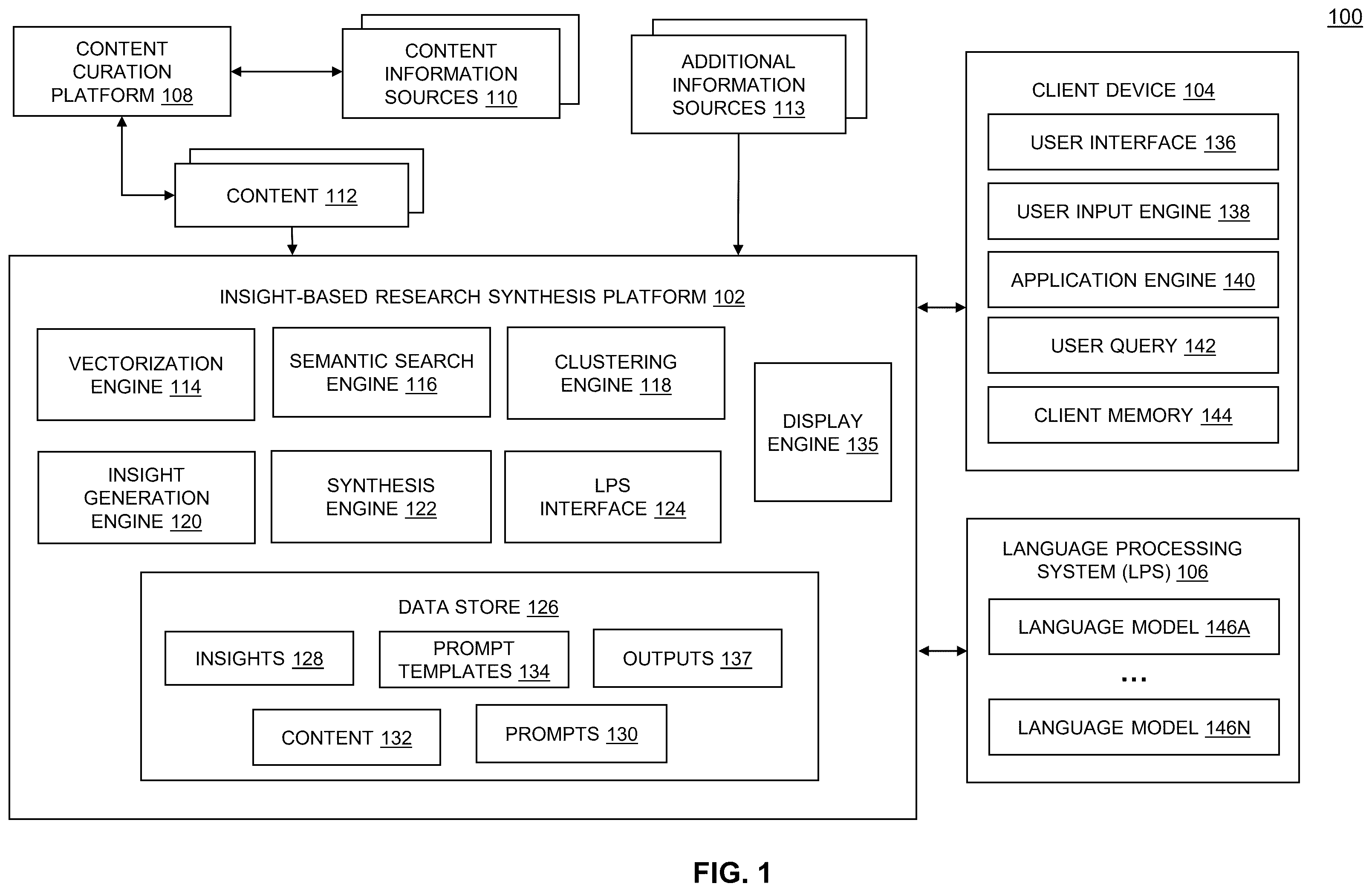 Patent US12591586 — Efficient processing and display of data insights — Figure 1