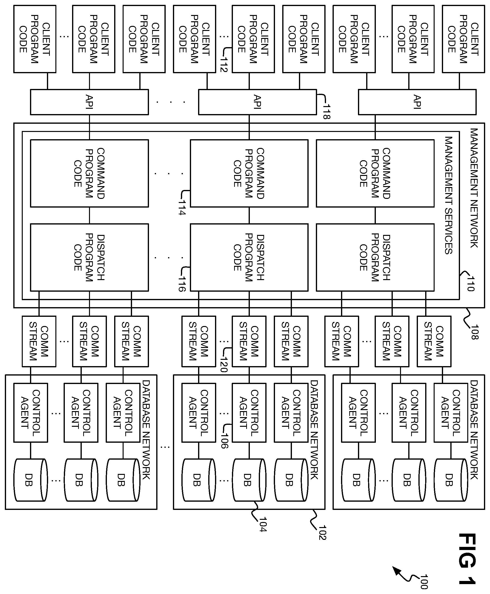 Patent US12591699 — Establishing communication stream with database control agent over which database commands are dispatched for execution against database — Figure 1