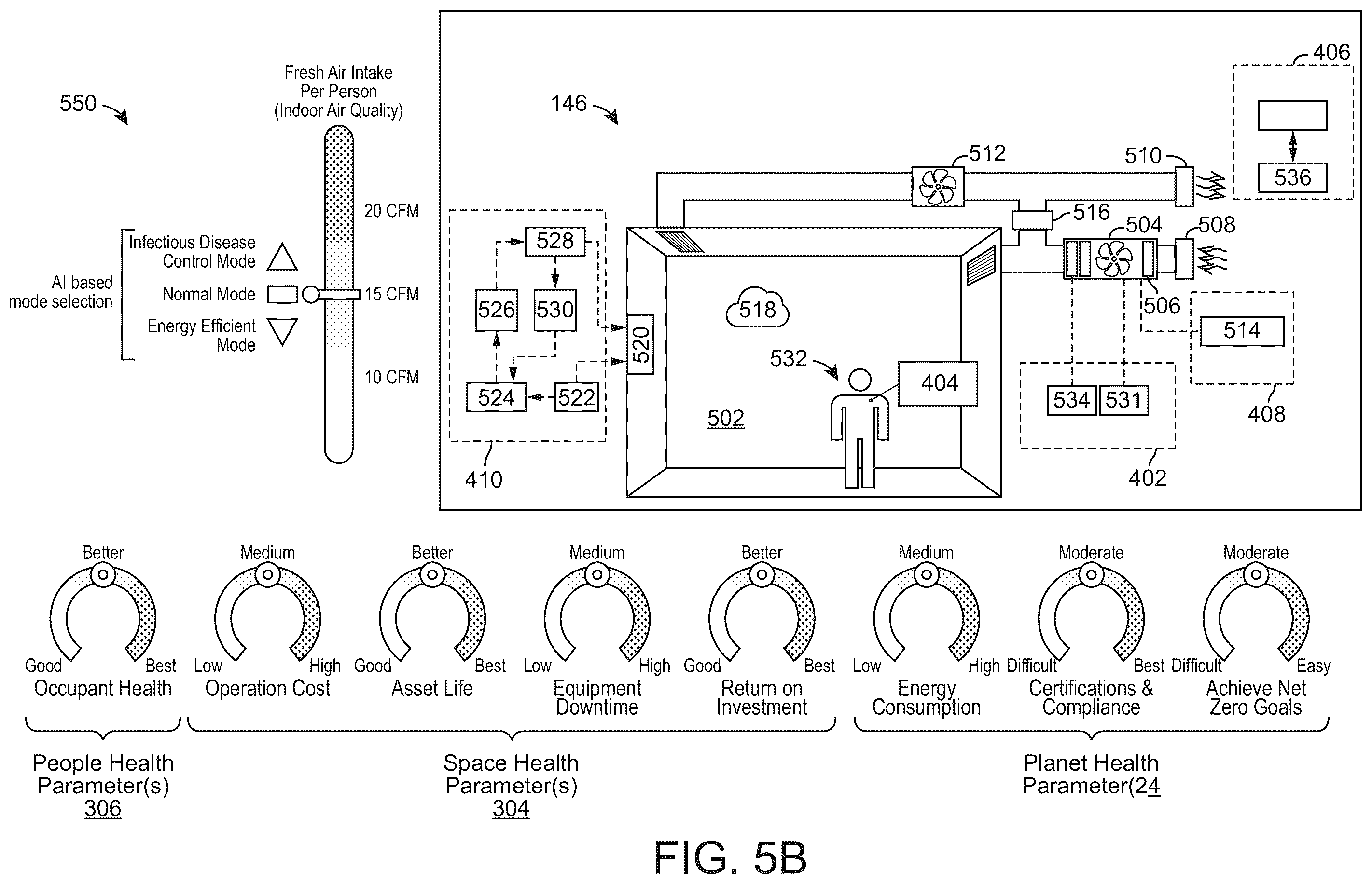 Patent US12591835 Figure 6 – Building system with building health recommendations