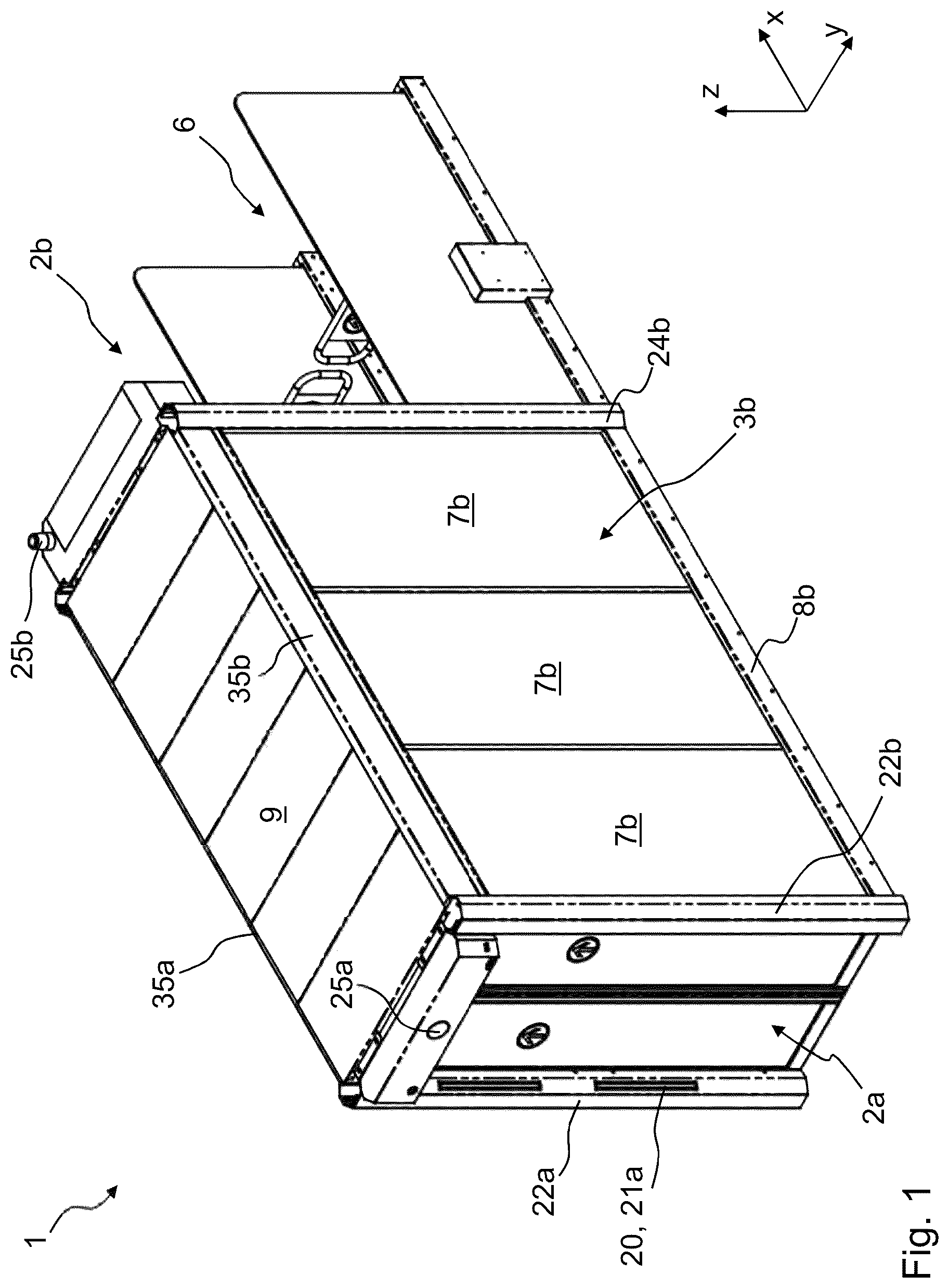 Patent US12592111 — One-way pass-through system with return block for use in buildings, and a corresponding building having a one-way pass-through system of this kind — Figure 1