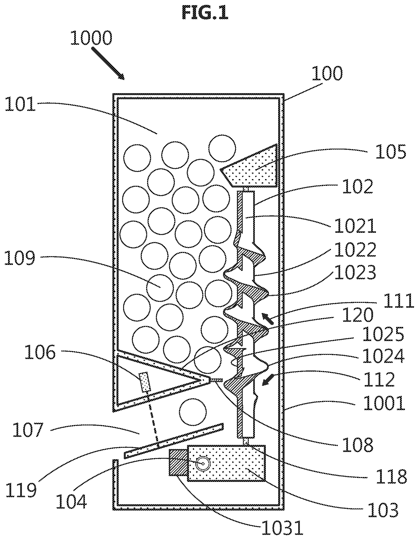 Patent US12592114 — Automated sortation and dispensing system — Figure 1