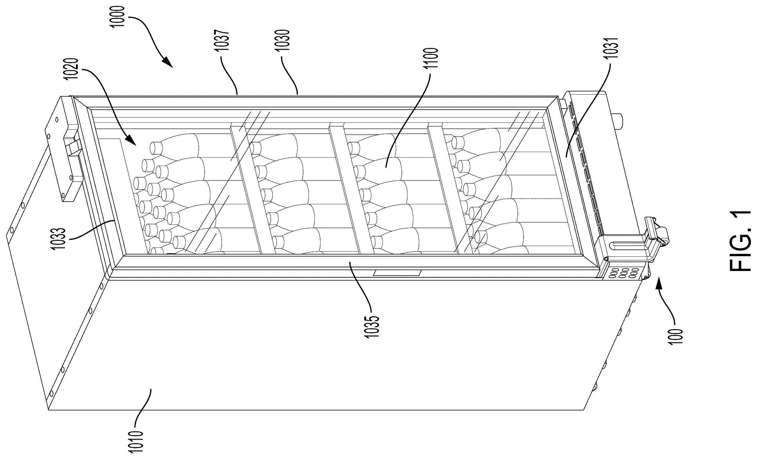 Patent US12592115 — Hands-free vending machine and door opening assembly — Figure 1