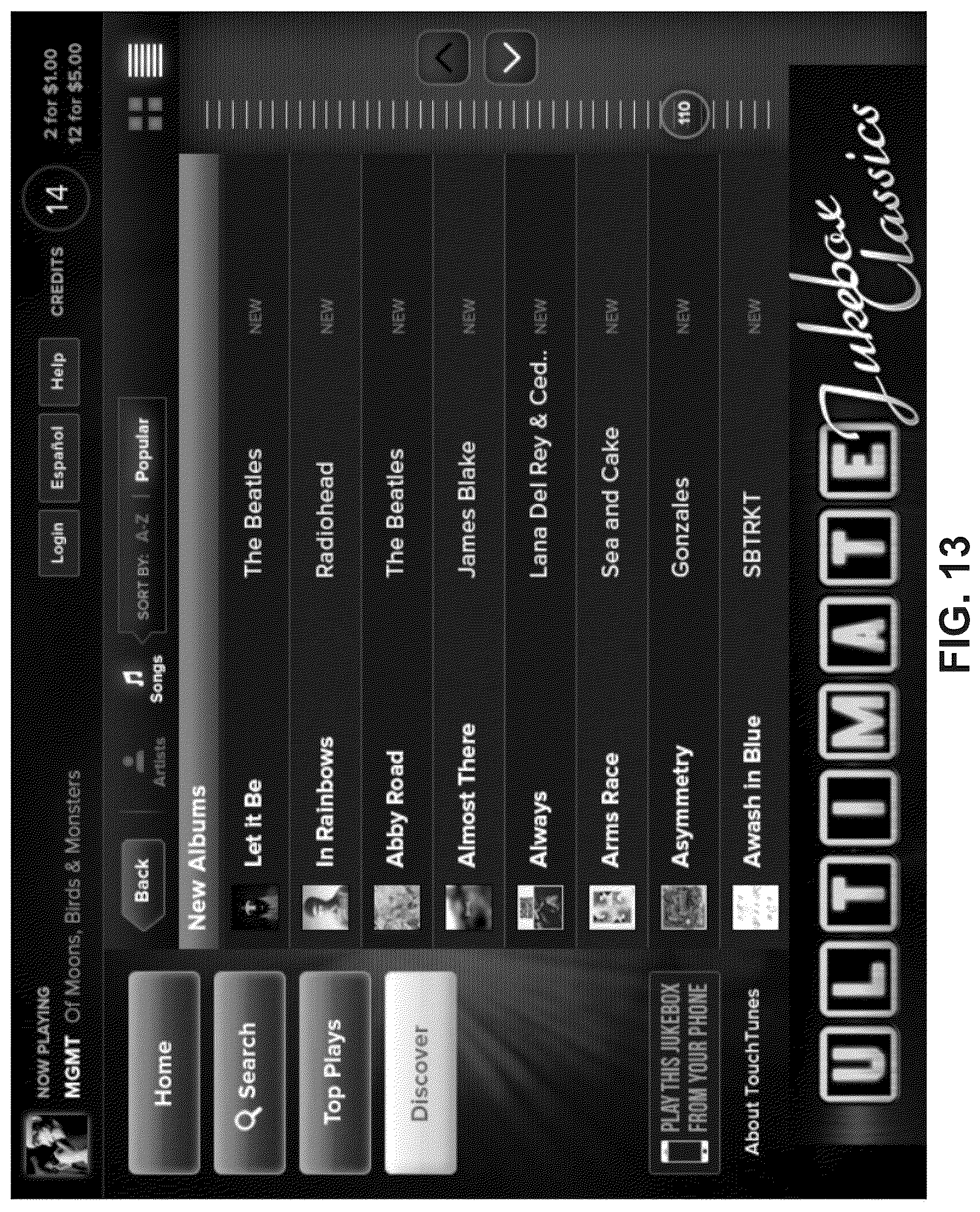 Patent US12592116 Figure 13 – Digital jukebox device with improved user interfaces, and associated methods