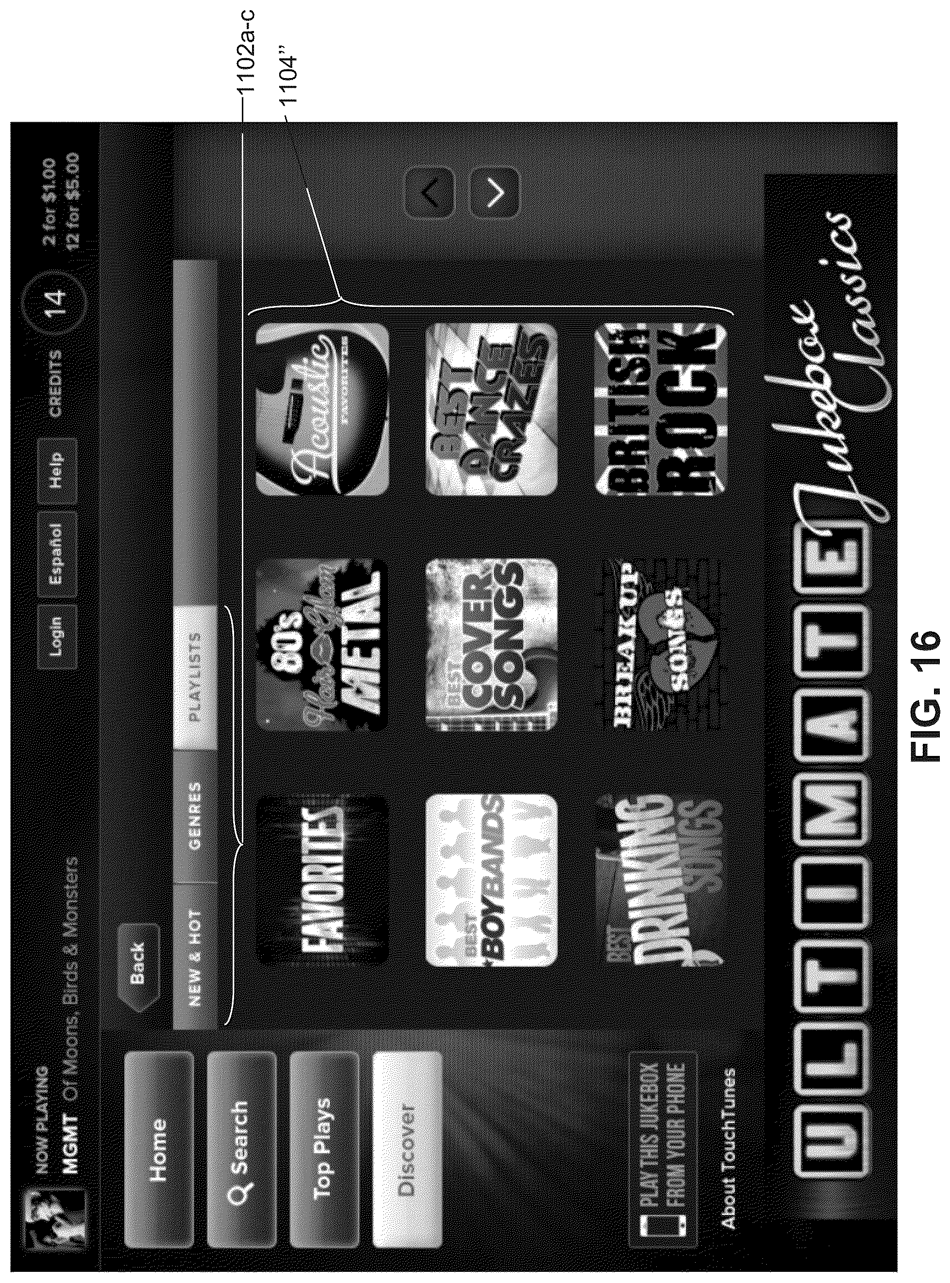Patent US12592116 Figure 16 – Digital jukebox device with improved user interfaces, and associated methods