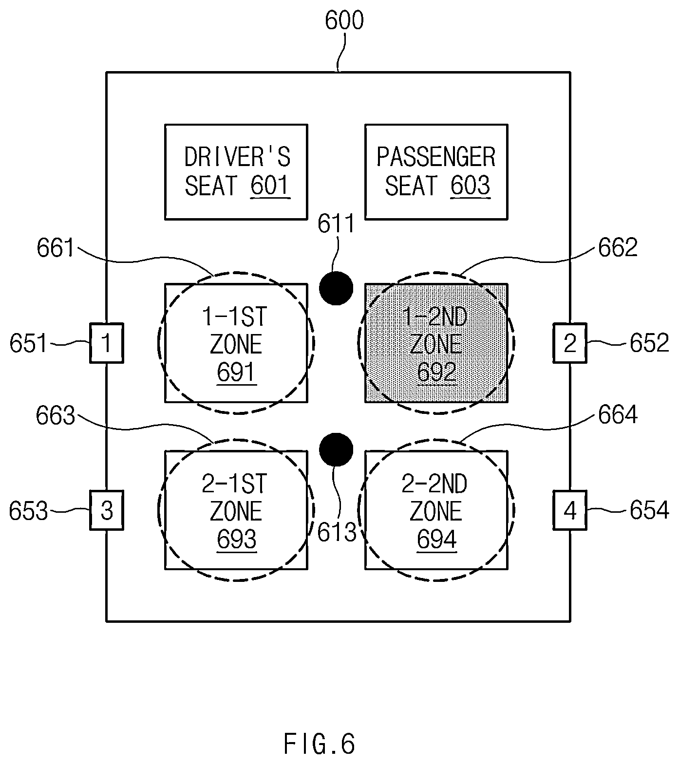 Patent US12592138 Figure 6 – Rear seat passenger notification device and a method therefor