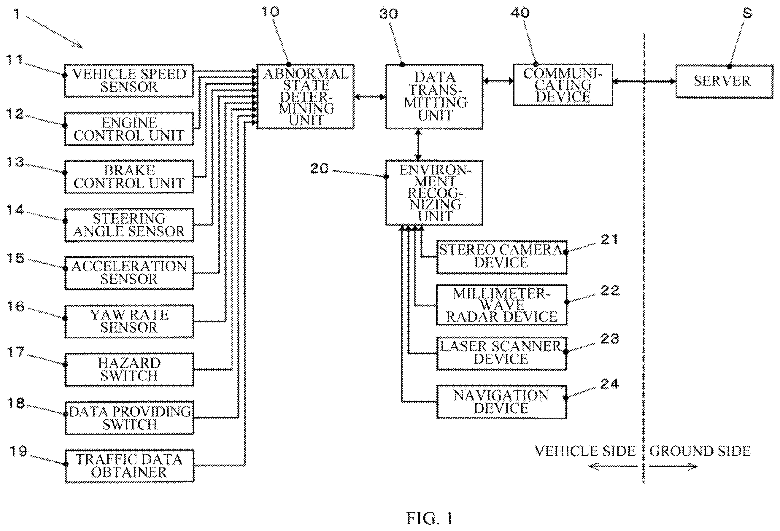Patent US12592147 — Data transmitting apparatus and traffic data distribution apparatus — Figure 1