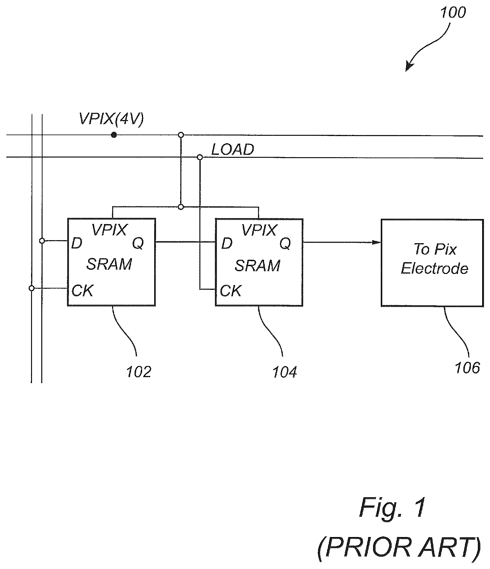 Patent US12592211 — Dual-voltage pixel circuitry for liquid crystal display — Figure 1