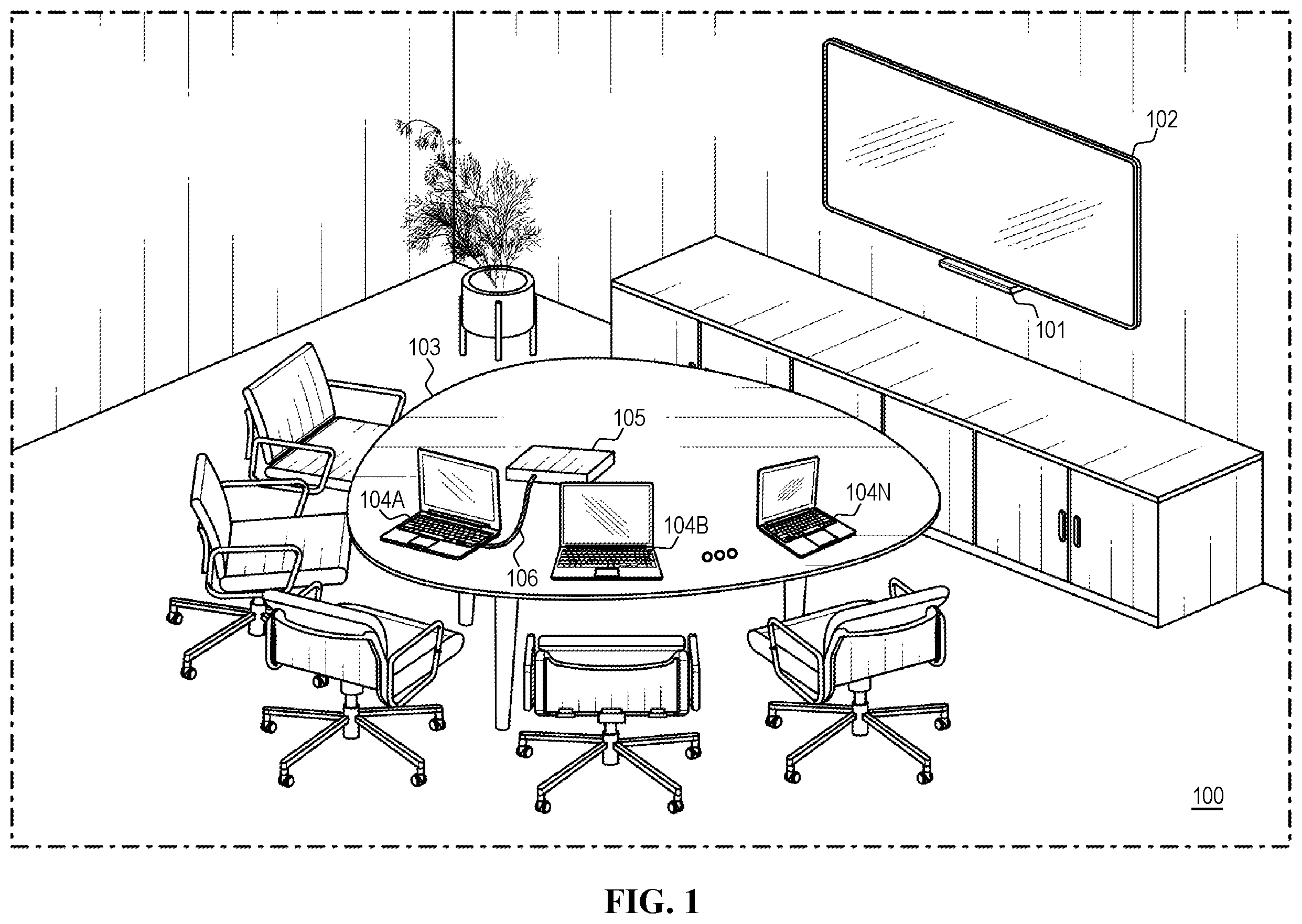 Patent US12592221 — Handling confidential meetings in a conference room — Figure 1