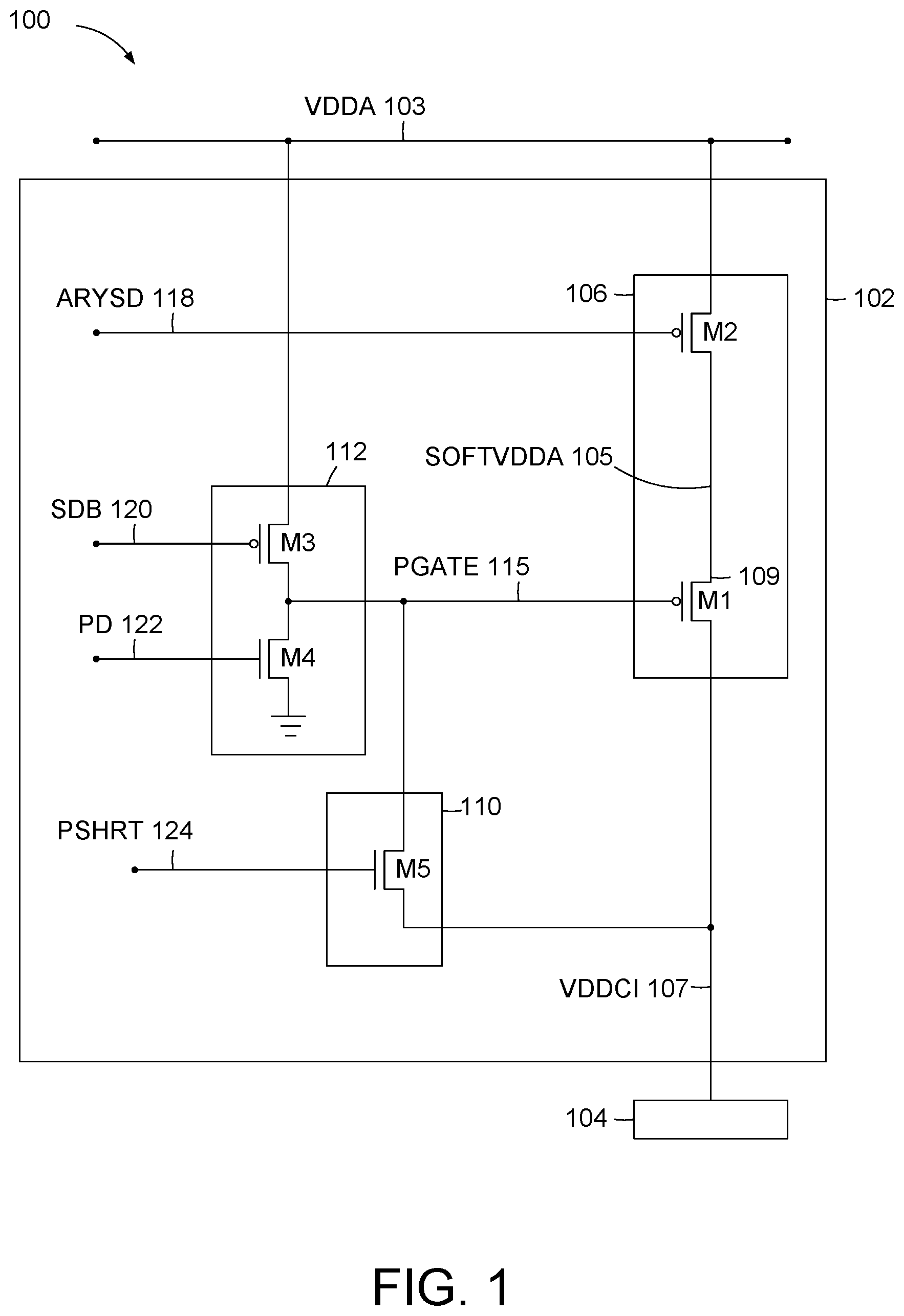 Patent US12592274 — Non-retention mode leakage reduction without impacting the cell content in the retention mode — Figure 1