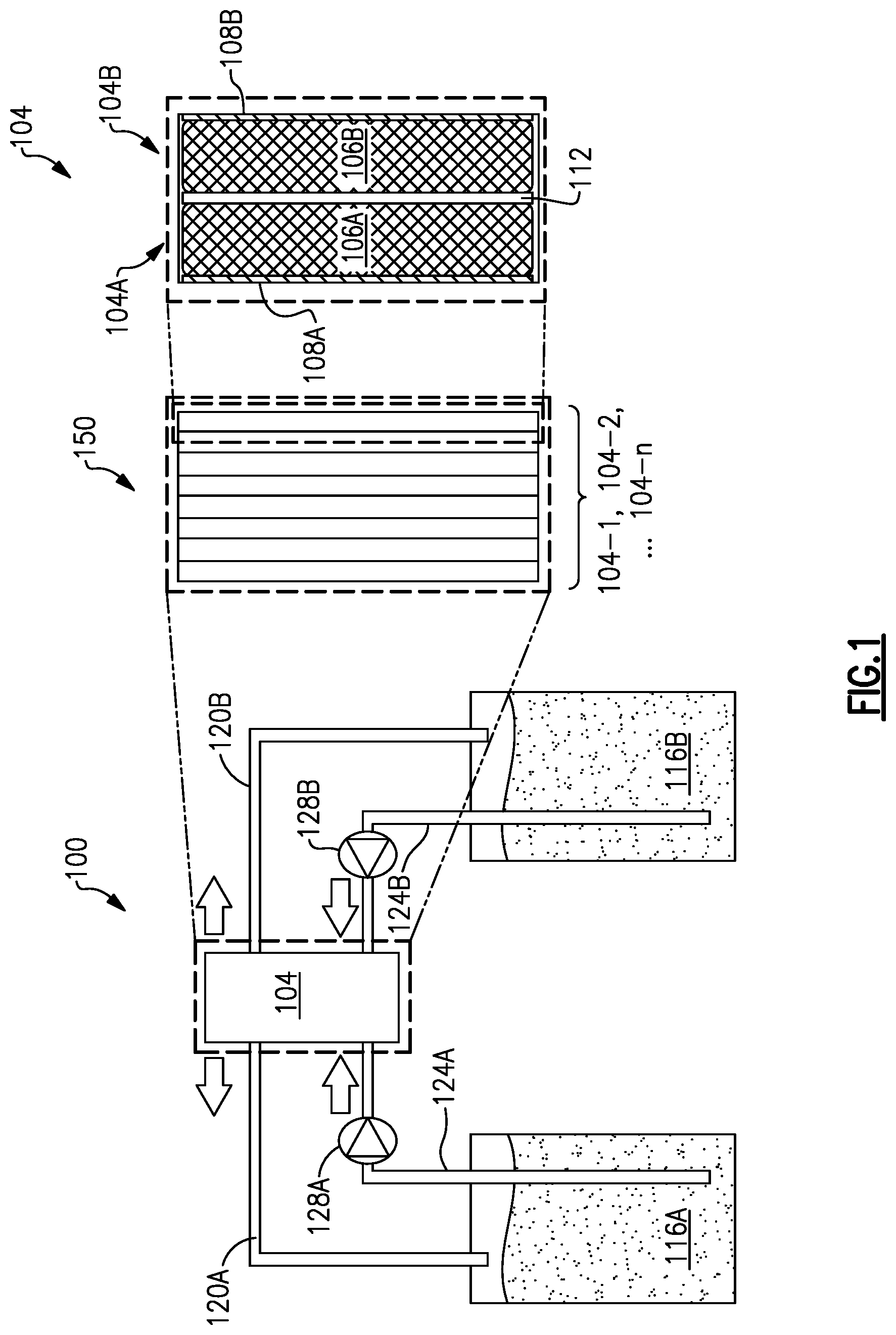 Patent US12592405 — Connections for redox battery integration — Figure 1