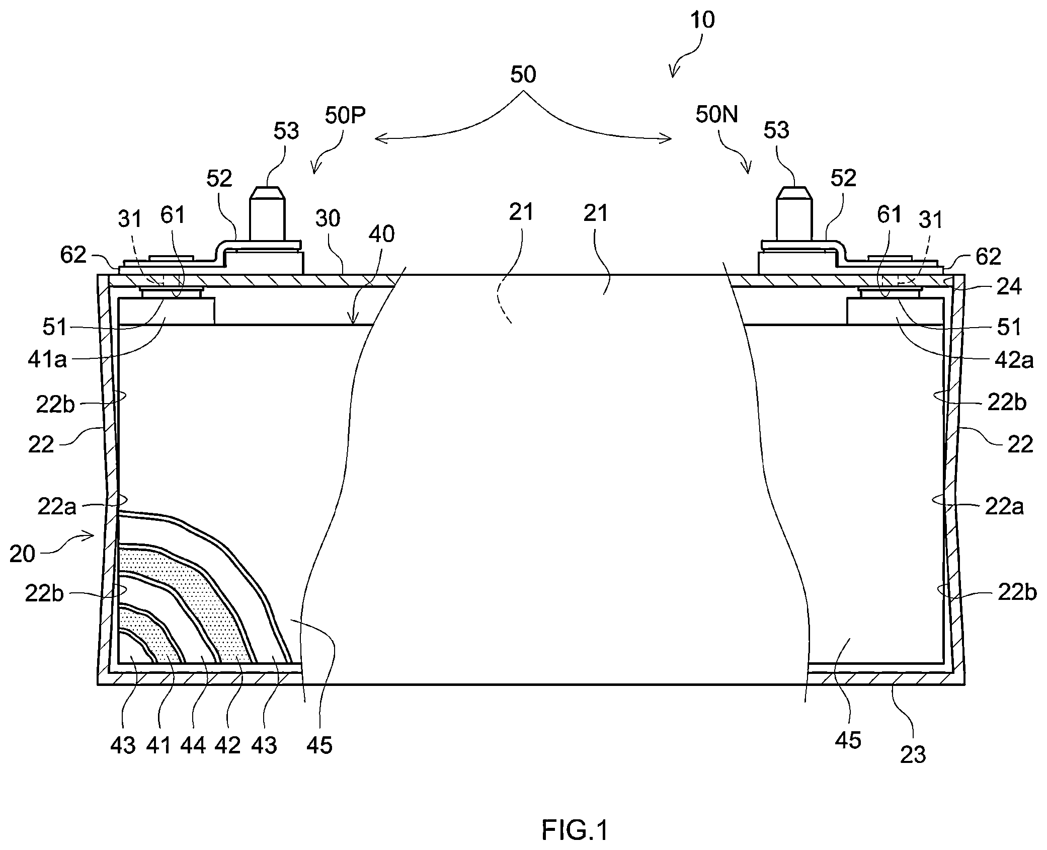 Patent US12592437 — Square type battery and manufacturing method of square type battery — Figure 1