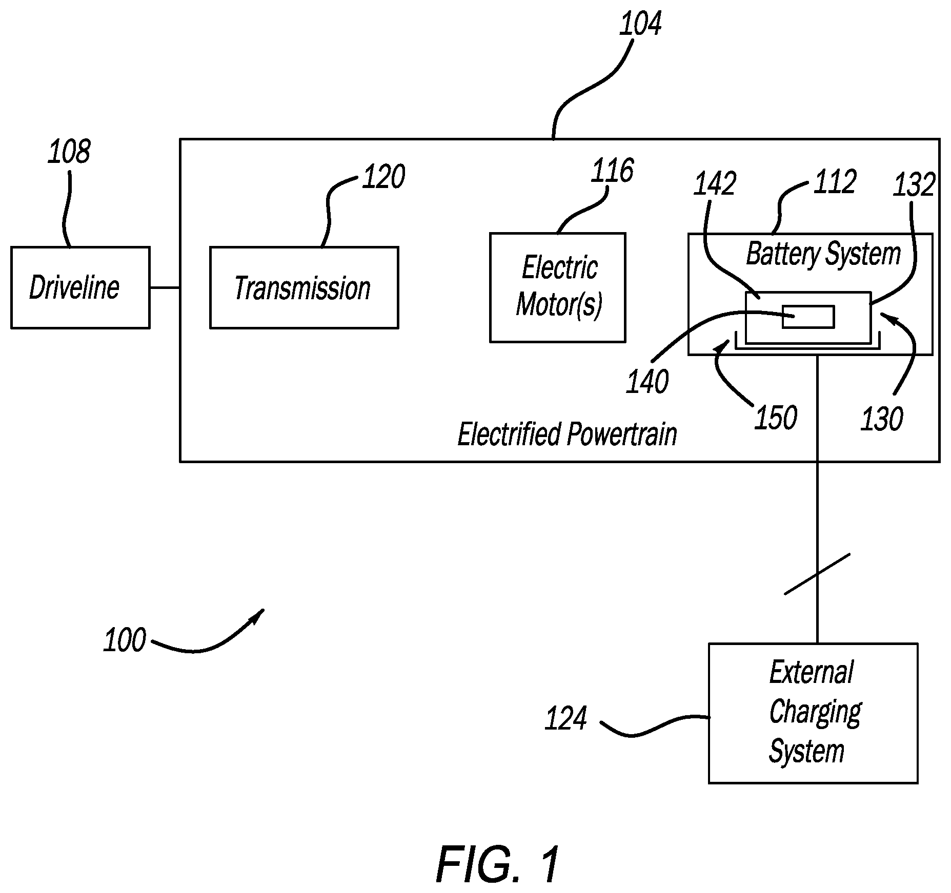 Patent US12592440 — Battery pack casing having crush resistance and thermal insulation for electrified vehicle — Figure 1