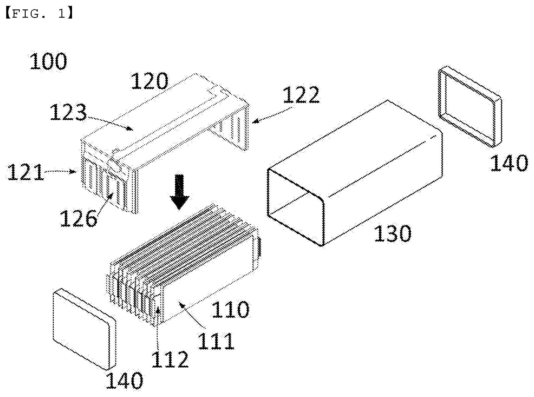 Patent US12592455 — High-voltage battery module including outer bridge bus bar — Figure 1
