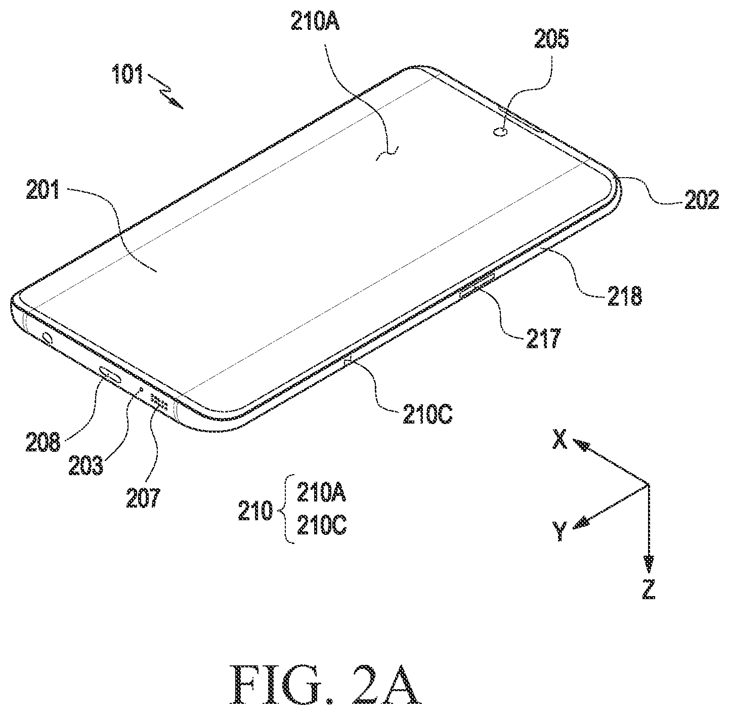 Patent US12592474 Figure 2 – Electronic device including metal antenna